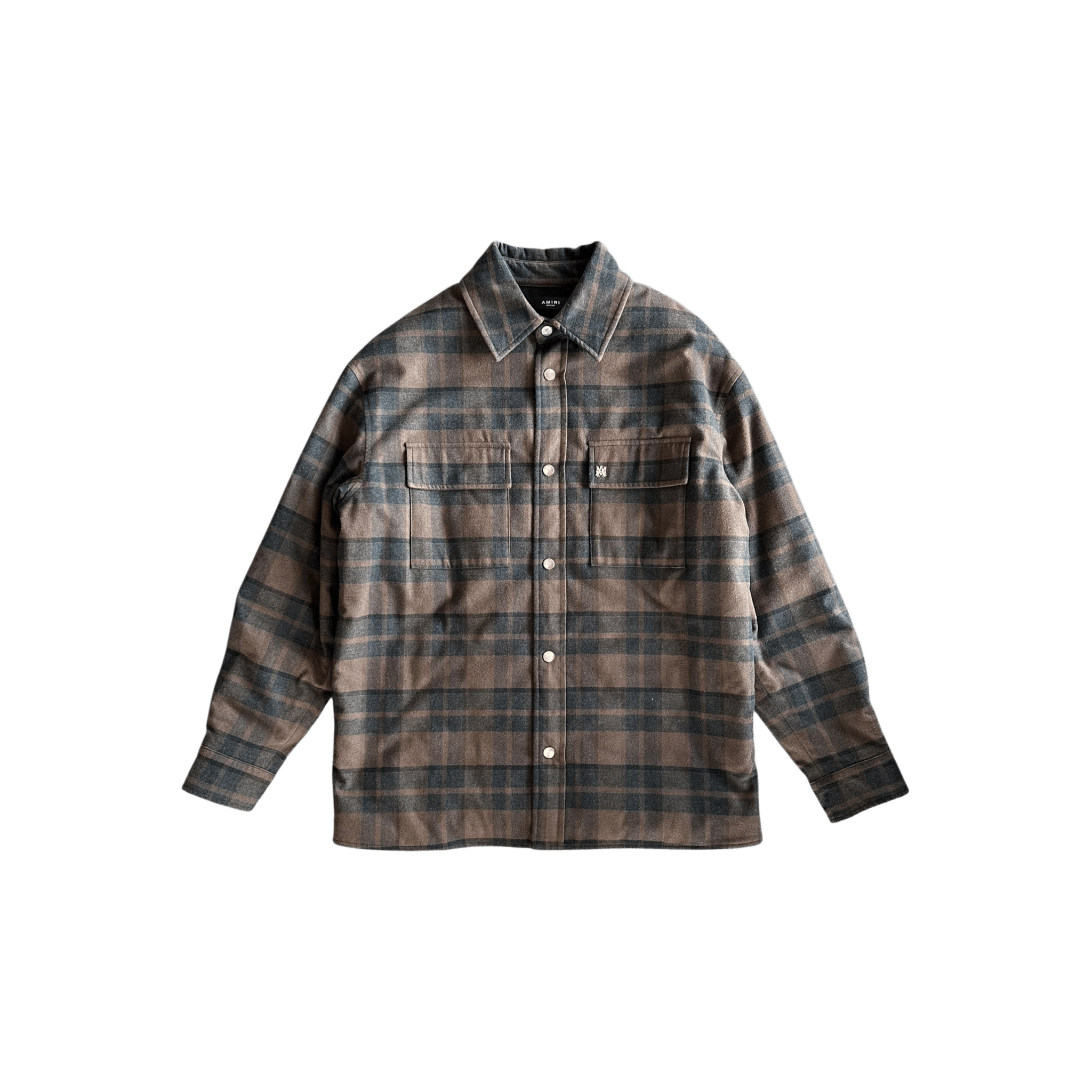 Amiri Brown Plaid MA Logo Padded Overshirt - Morely TrendsAmiri Type here:)