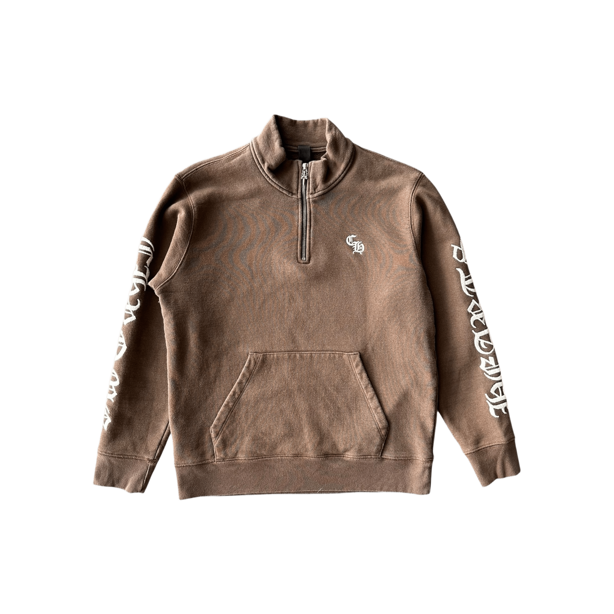 Chrome Hearts Brown & White Embroidered Logo Quarter Zip Sweater - Morely TrendsChrome Hearts Type here:)