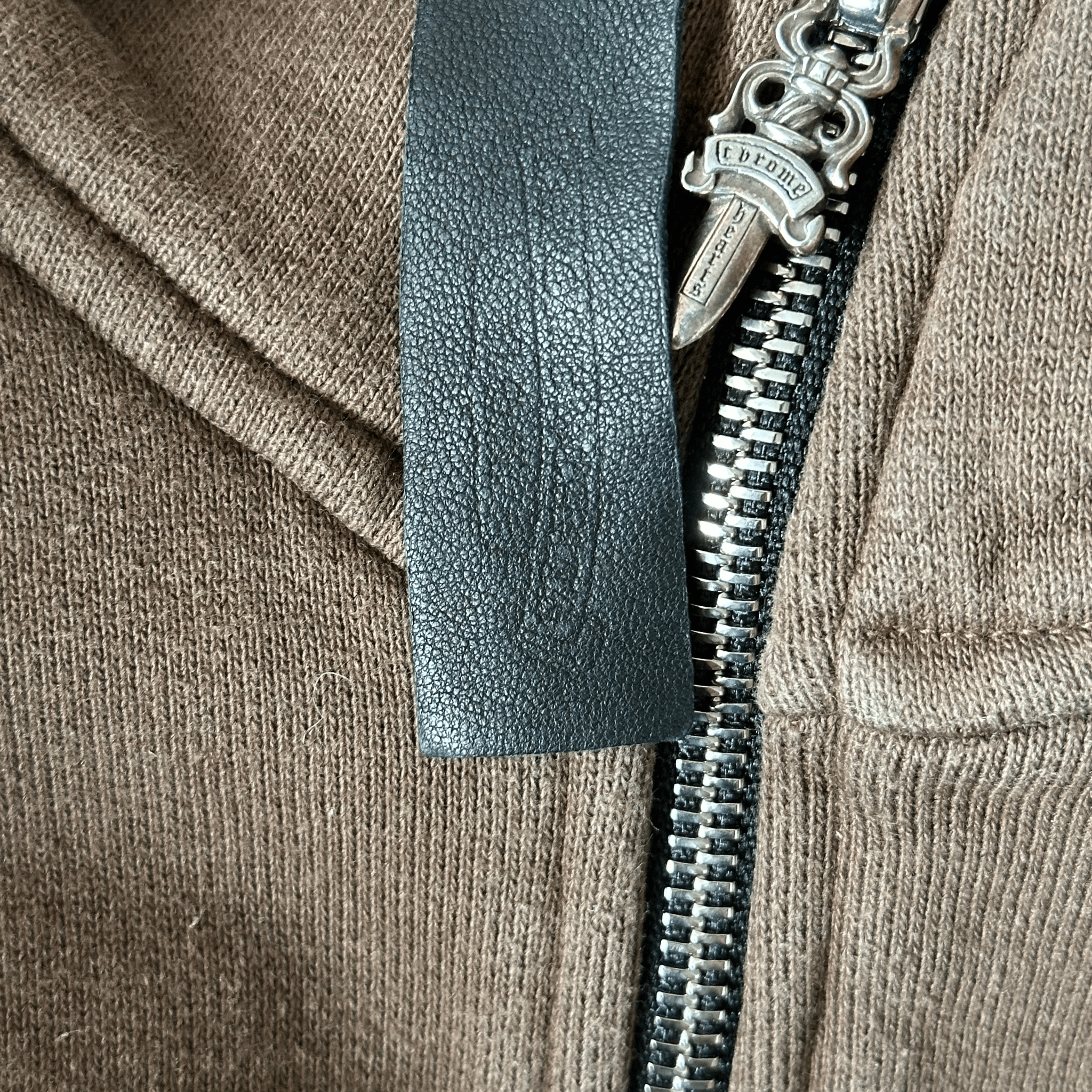 Chrome Hearts Brown & White Embroidered Logo Quarter Zip Sweater - Morely TrendsChrome Hearts Type here:)