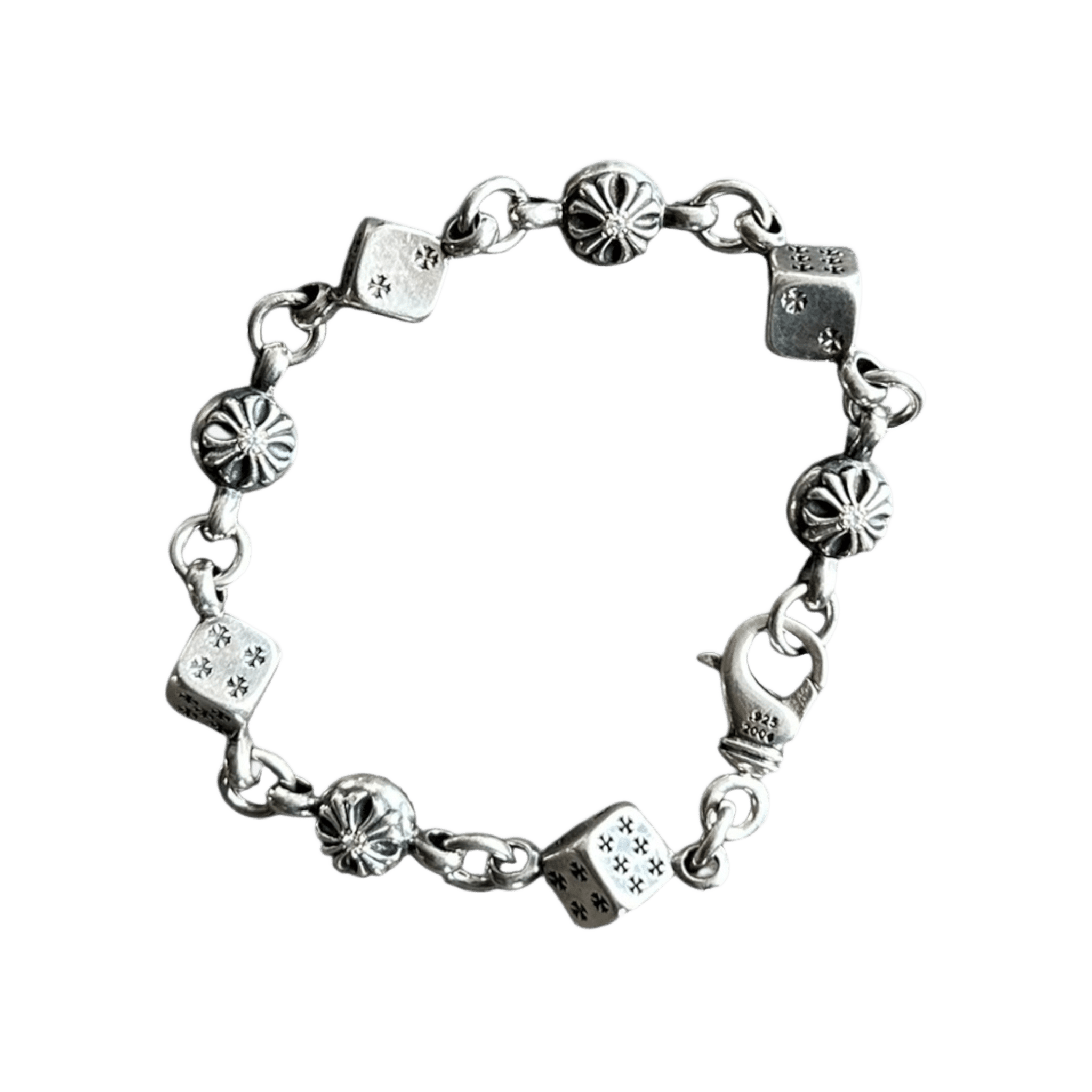 Chrome Hearts Silver & Diamond Dice Bracelet - Morely TrendsChrome Hearts Type here:)