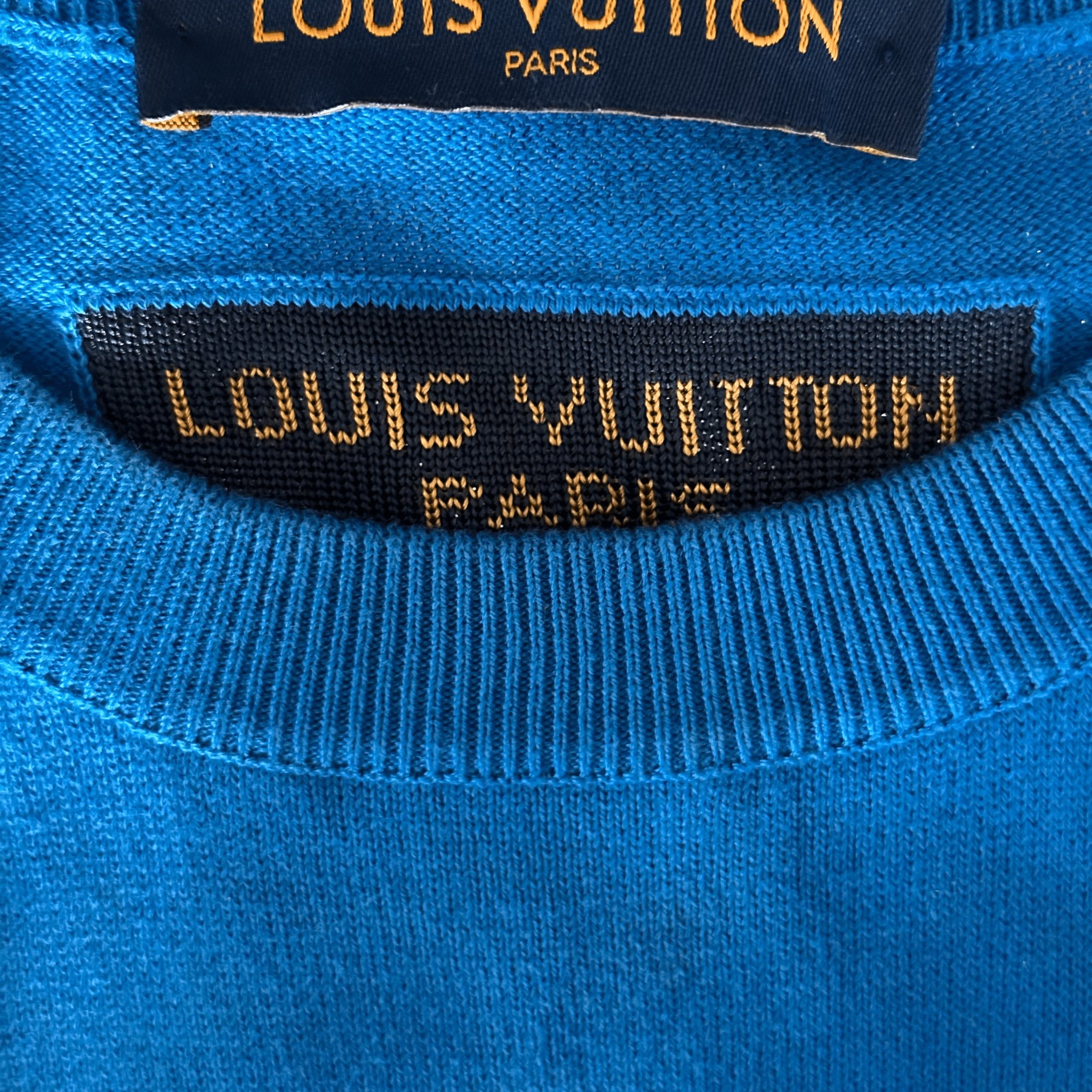 Louis Vuitton Blue & White Everyday Logo Intarsia T-Shirt - Morely TrendsLouis Vuitton Type here:)