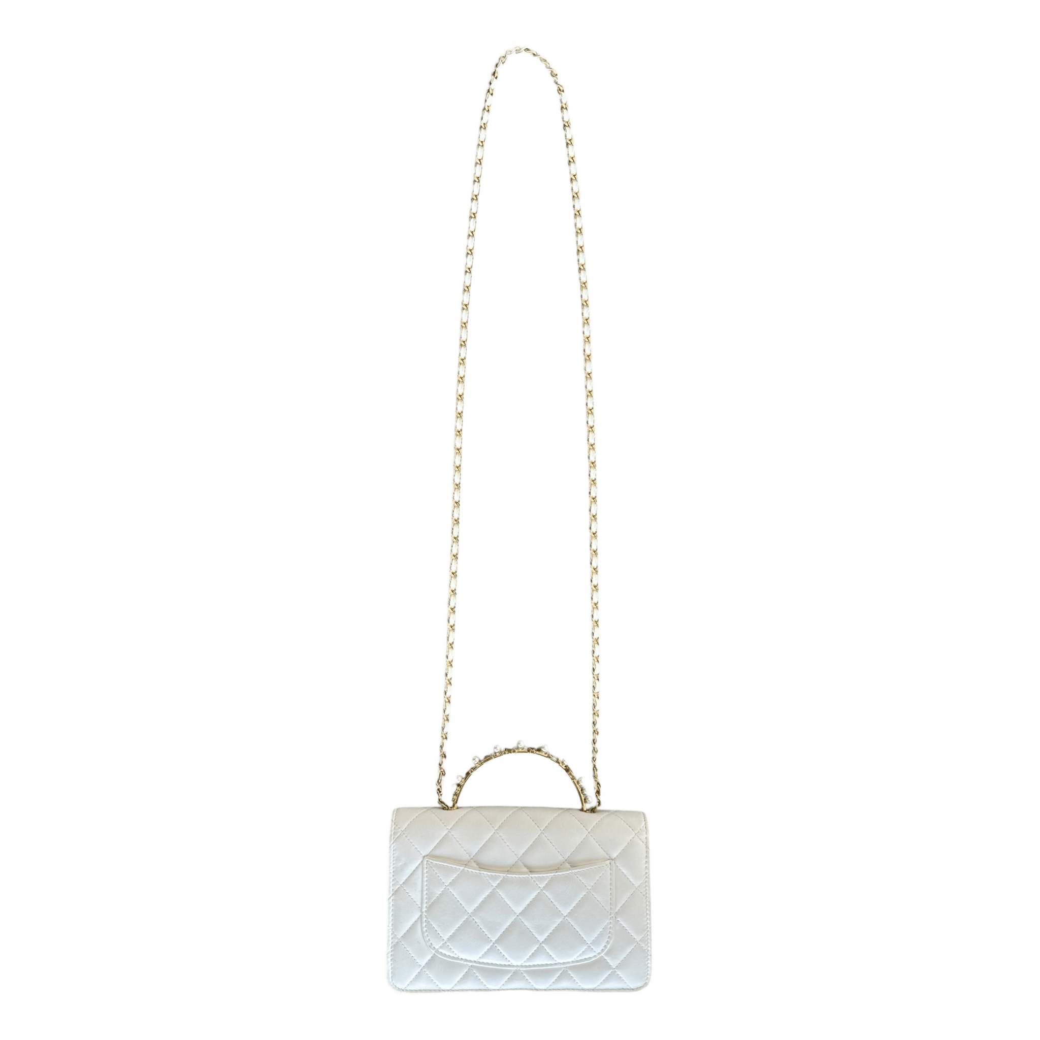 Chanel White Lambskin Quilted Top Handle Wallet On Chain Bag - Morely TrendsChanel Type here:)