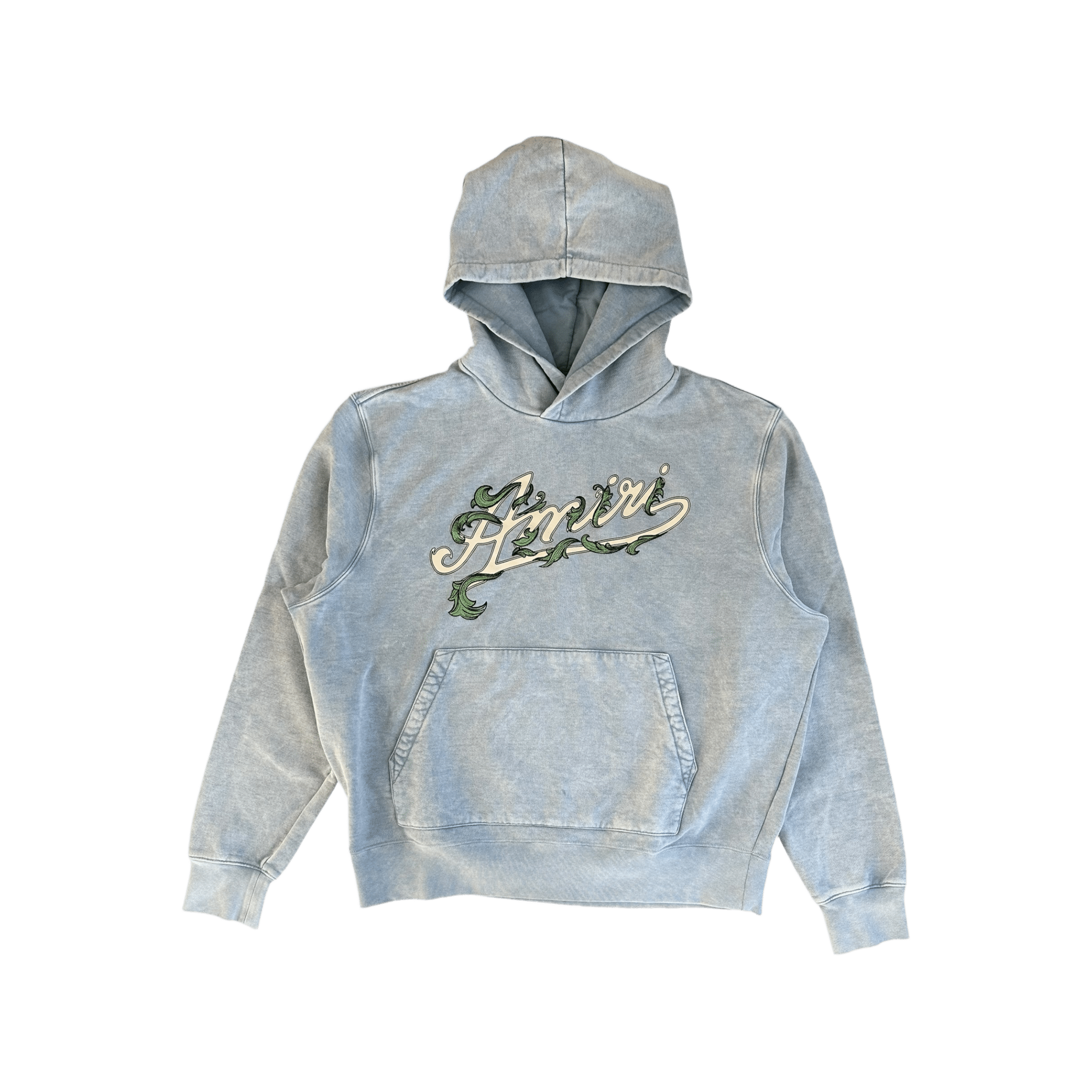 Amiri Faded Blue & White Fliligree Logo Hoodie - Morely TrendsAmiri Type here:)