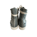 Rick Owens Blue & White Distressed Denim High Top Sneakers - Morely TrendsRick Owens Type here:)