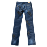 Chrome Hearts Blue & Black Cross Patch Jeans - Morely TrendsChrome Hearts Type here:)