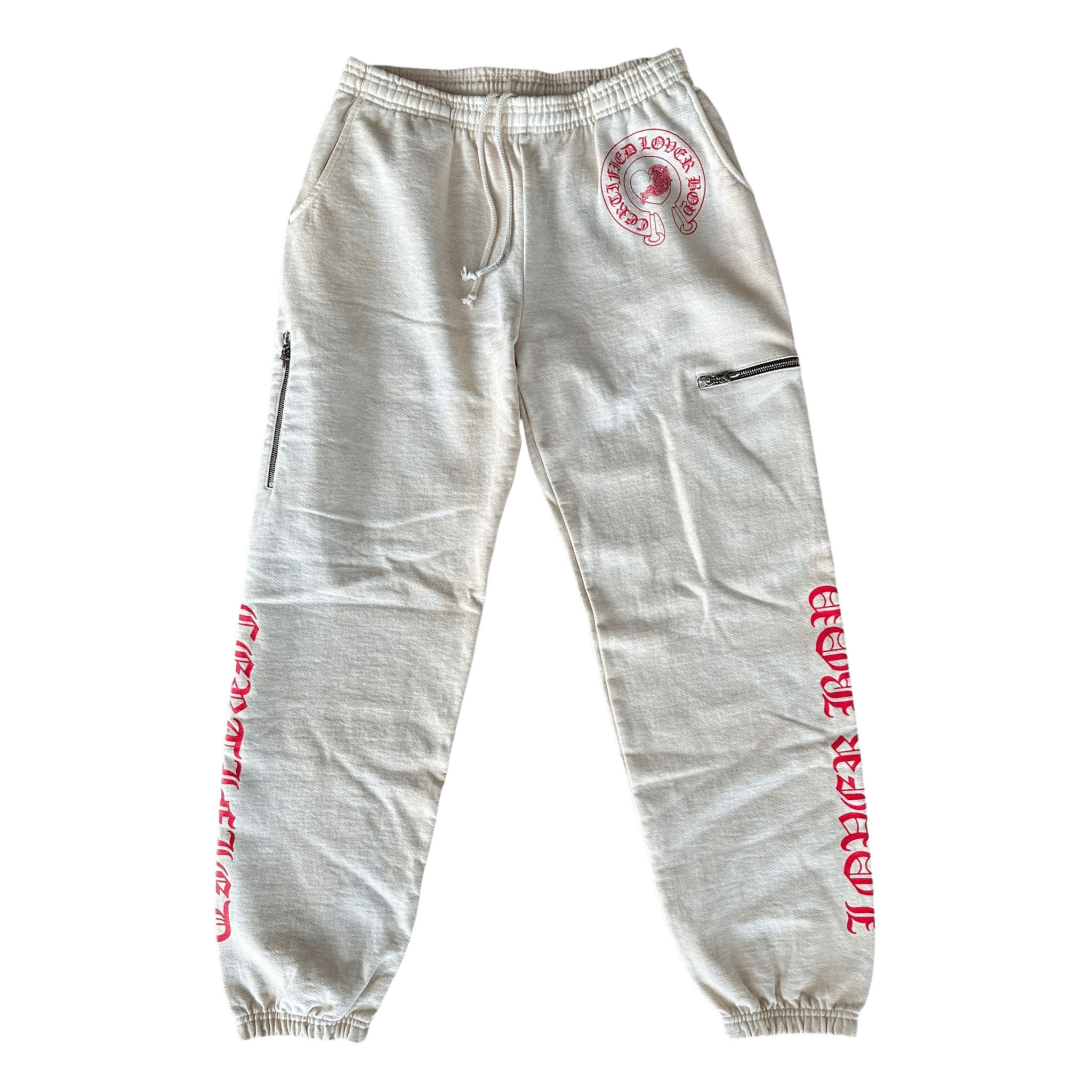 Chrome Hearts Drake Cream & Pink Certified Chrome Cross Logo Sweatpants - Morely TrendsChrome Hearts Type here:)