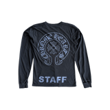 Chrome Hearts Black & Blue Staff Horseshoe Logo Longsleeve T-Shirt - Morely TrendsChrome Hearts Type here:)