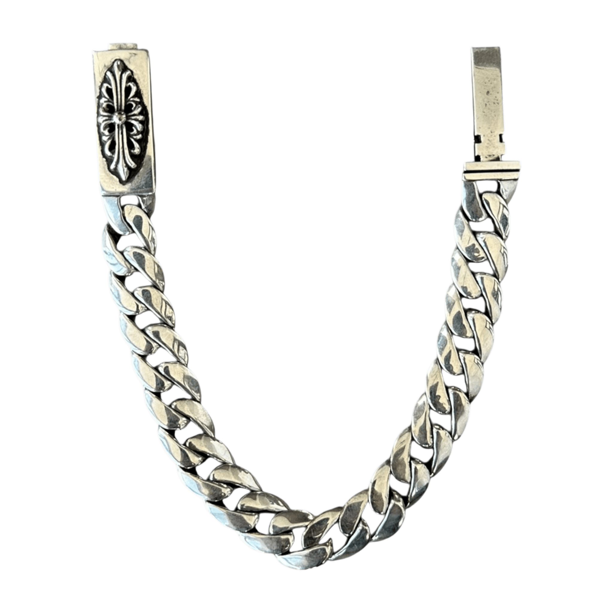 Chrome Hearts Silver Floral Cross Cuban Bracelet - Morely TrendsChrome Hearts Type here:)