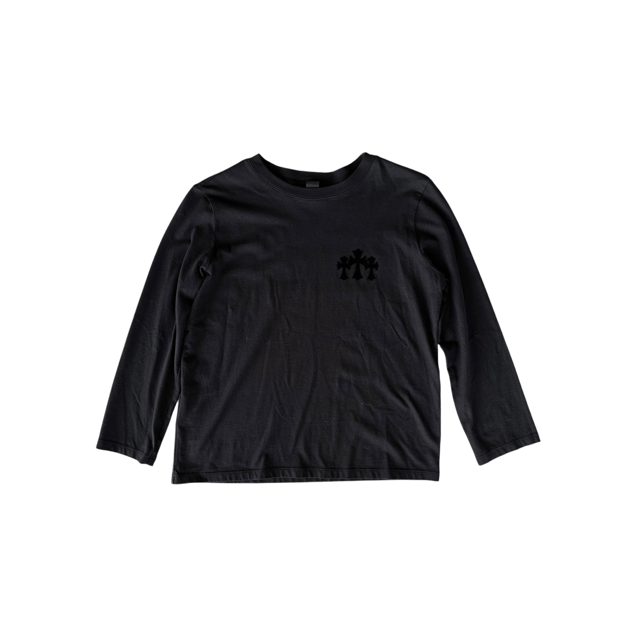 Chrome Hearts Black Velour Triple Cross Women's Longsleeve T-Shirt - Morely TrendsChrome Hearts Type here:)