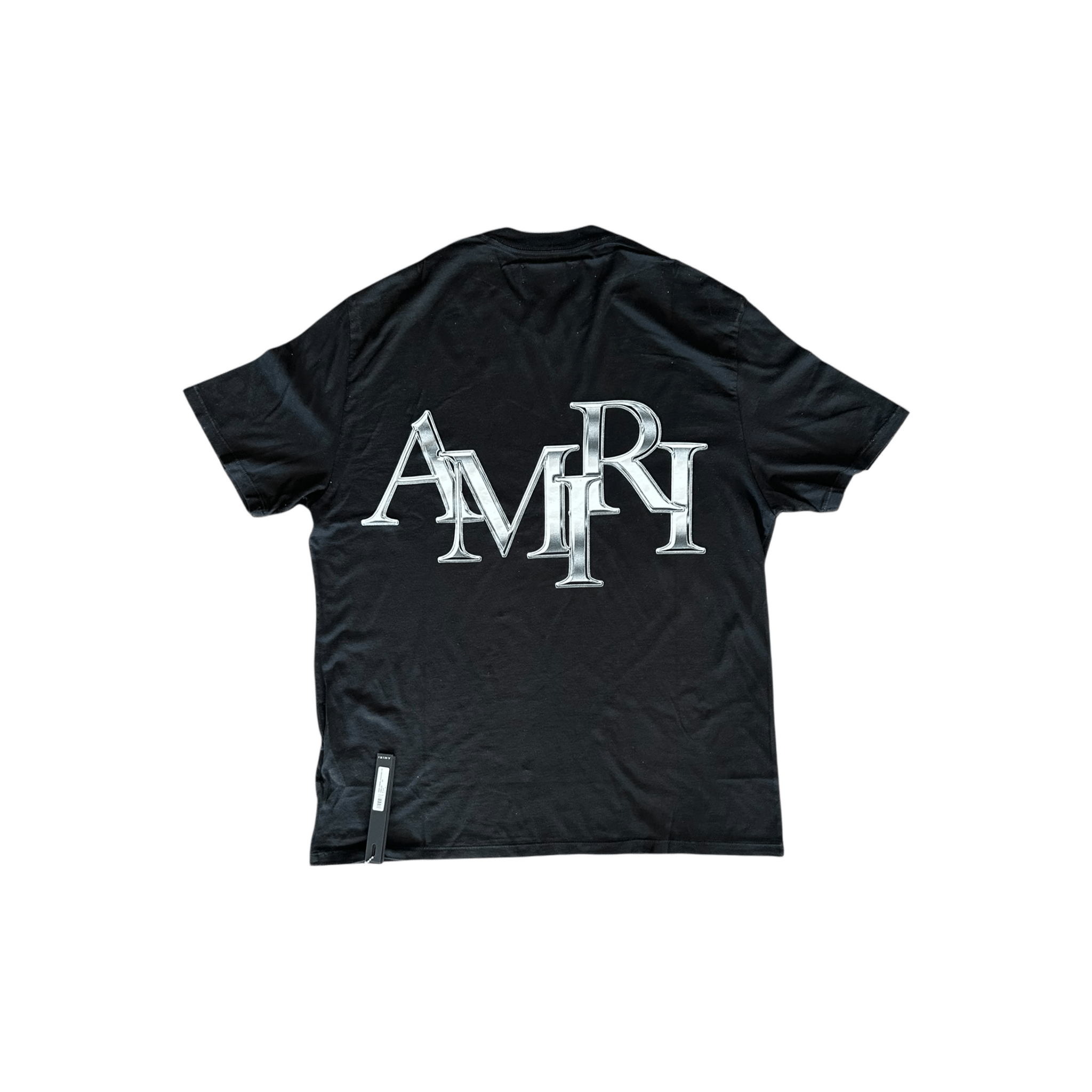 Amiri Black & Chrome Staggered Logo T-Shirt - Morely TrendsAmiri Type here:)