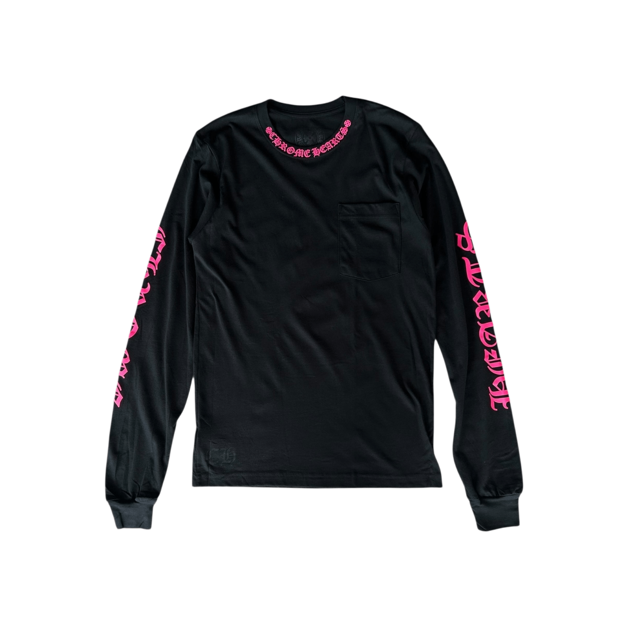 Chrome Hearts Black & Pink Neck Logo Longsleeve T-Shirt - Morely TrendsChrome Hearts Type here:)