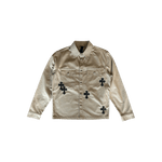 Chrome Hearts Tan & Black Cross Patch Work Dog Jacket - Morely TrendsChrome Hearts Type here:)