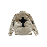 Chrome Hearts Tan & Black Cross Patch Work Dog Jacket - Morely TrendsChrome Hearts Type here:)