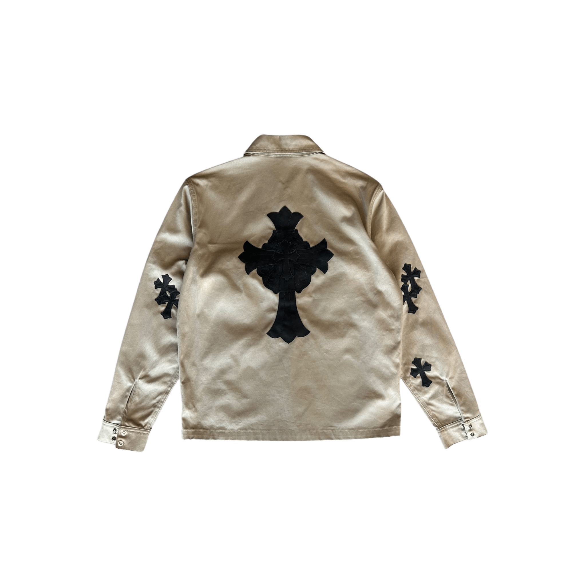 Chrome Hearts Tan & Black Cross Patch Work Dog Jacket - Morely TrendsChrome Hearts Type here:)