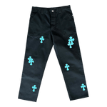 Chrome Hearts Black & Blue Cross Patch Fatigue Pants - Morely TrendsChrome Hearts Type here:)