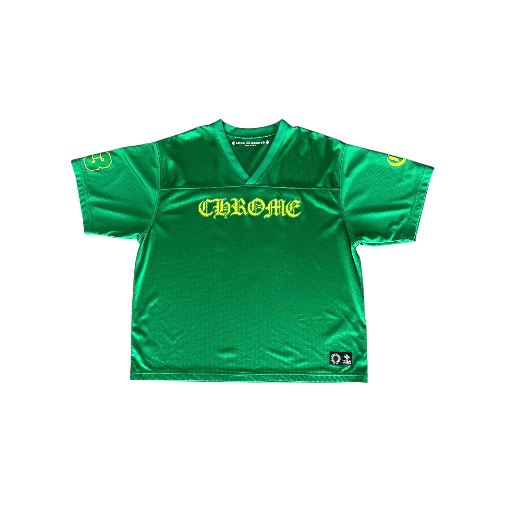 Chrome Hearts Green & Yellow Logo Mesh Jersey T-Shirt - Morely TrendsChrome Hearts Type here:)