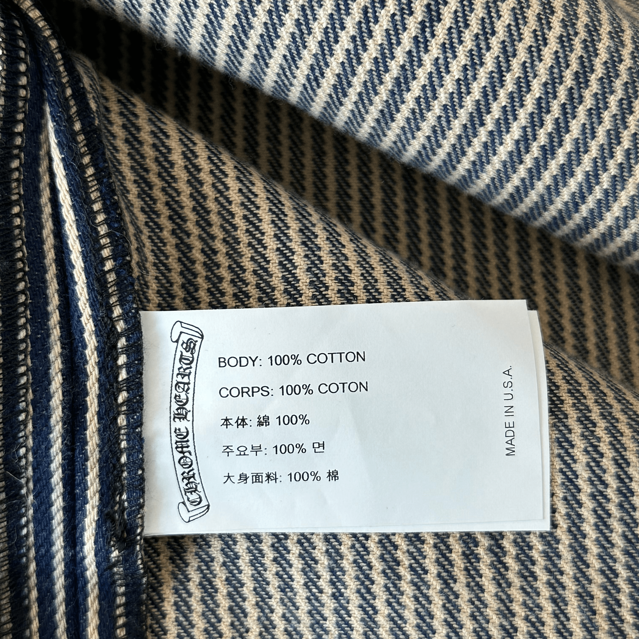 Chrome Hearts Blue & White Pinstripe Chore Button Up Shirt - Morely TrendsChrome Hearts Type here:)