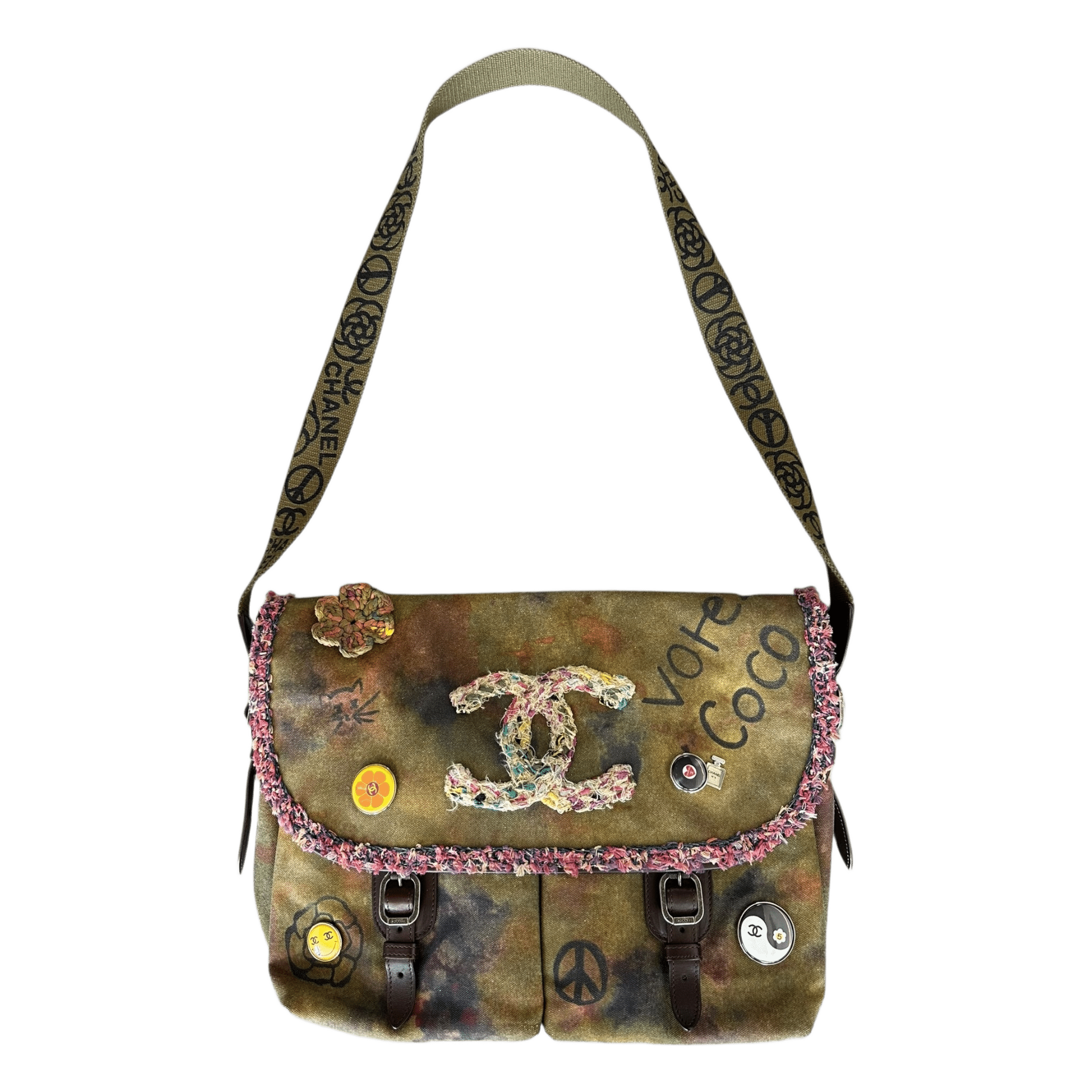 Chanel Khaki Green Graffiti On The Pavements Messenger Bag - Morely TrendsChanel Type here:)