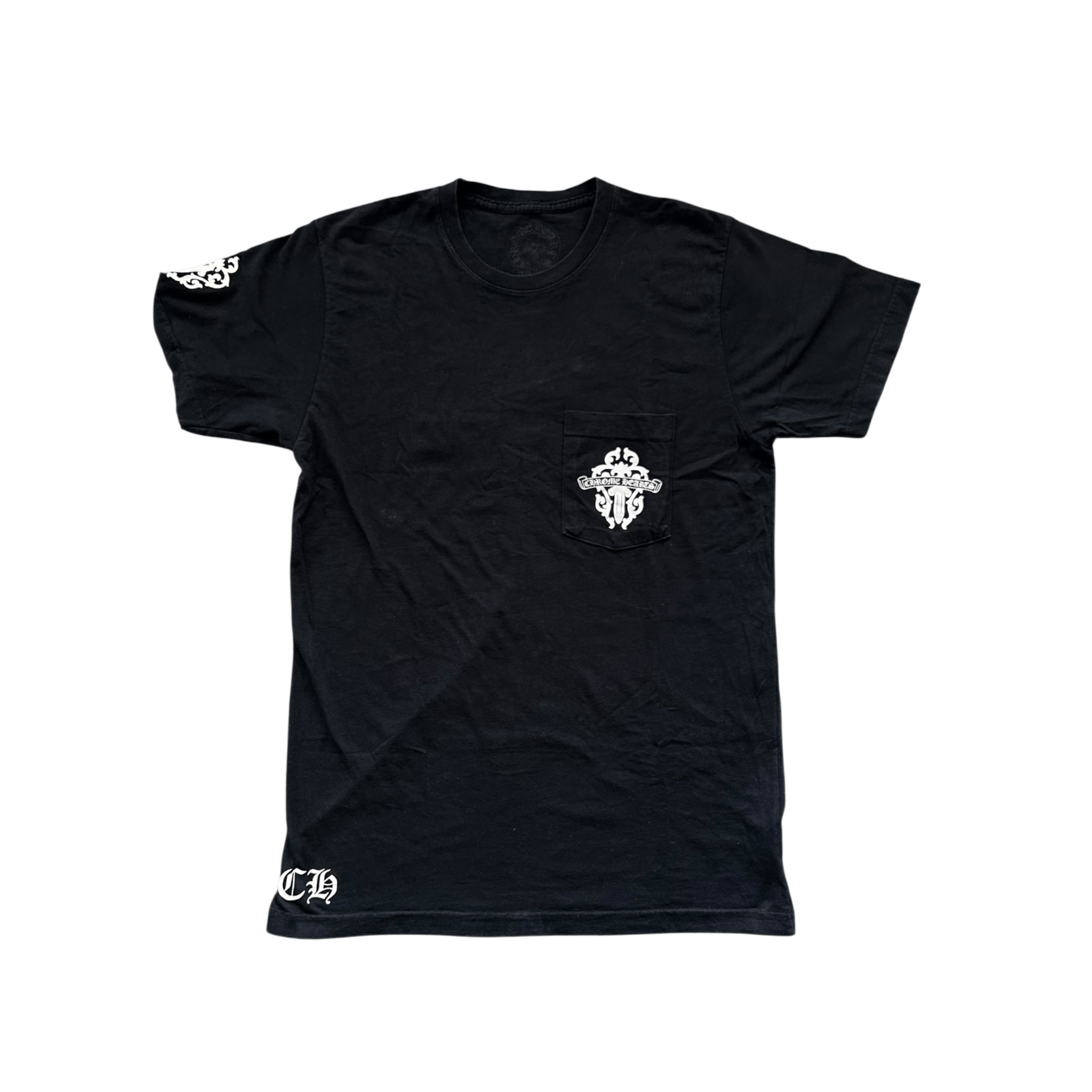 Chrome Hearts Black & White Vertical Dagger Logo T-Shirt - Morely TrendsChrome Hearts Type here:)