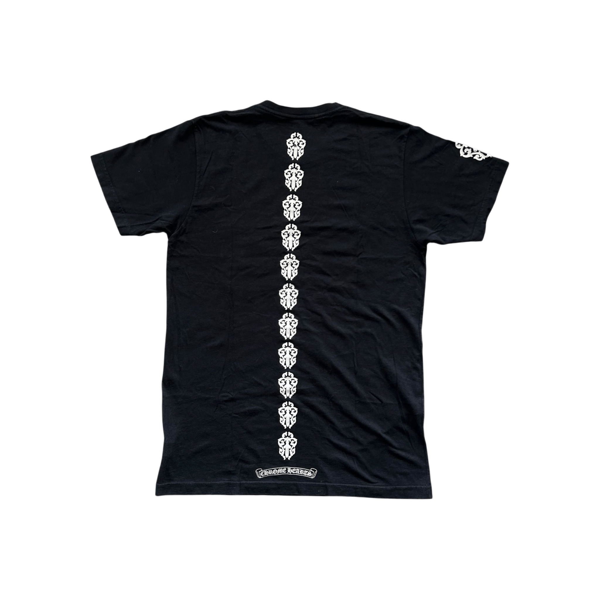 Chrome Hearts Black & White Vertical Dagger Logo T-Shirt - Morely TrendsChrome Hearts Type here:)