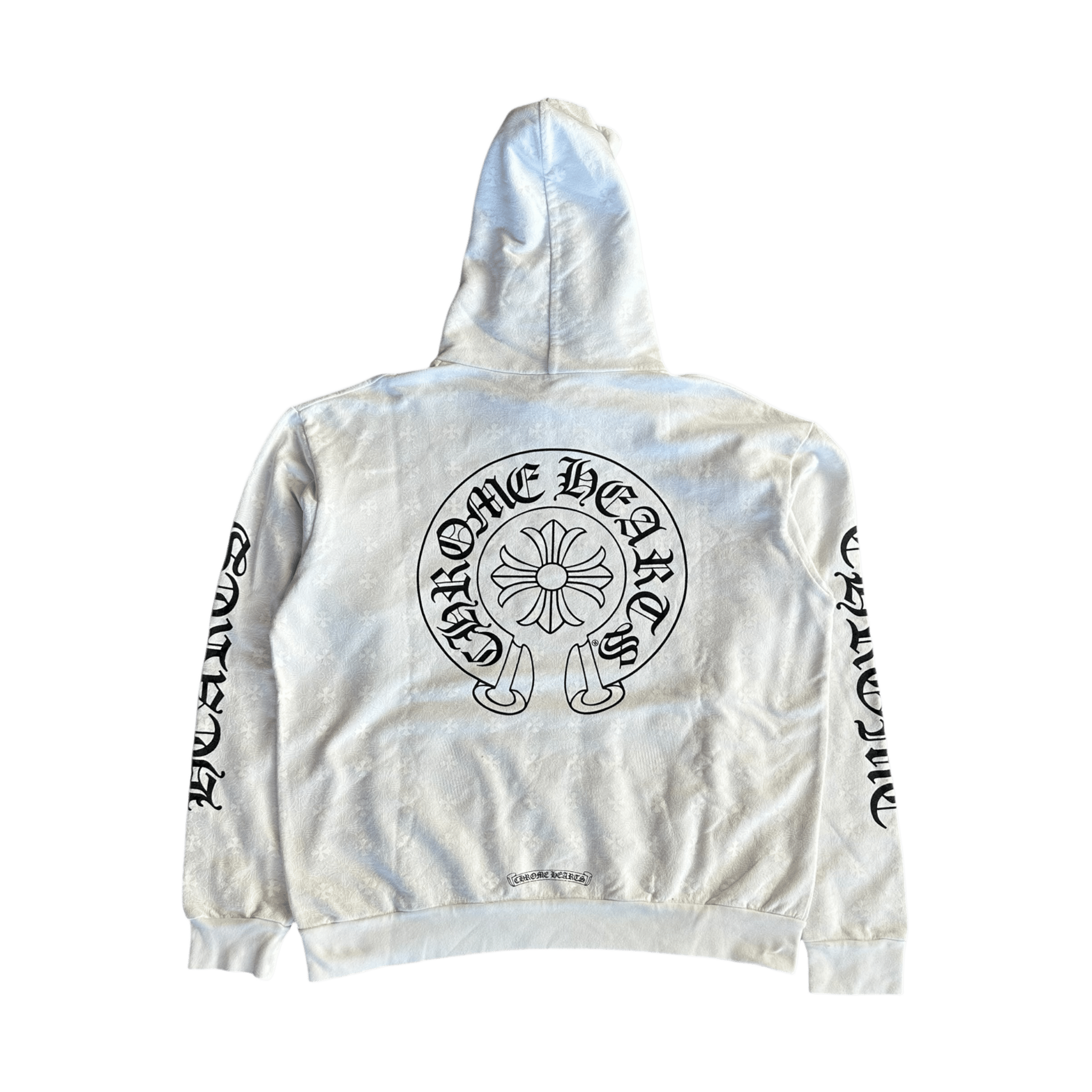 Chrome Hearts White & Black Cross Jacquard Horseshoe Logo Hoodie - Morely TrendsChrome Hearts Type here:)