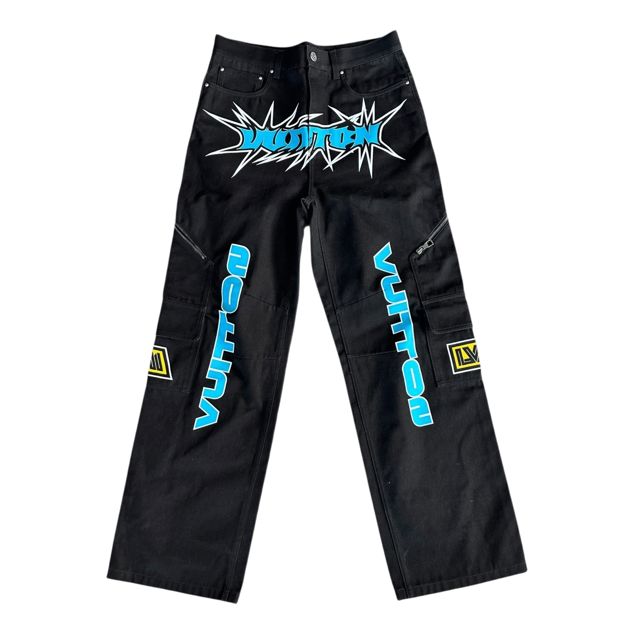 Louis Vuitton Black & Multicolor Graphic Cargo Pants - Morely TrendsLouis Vuitton Type here:)