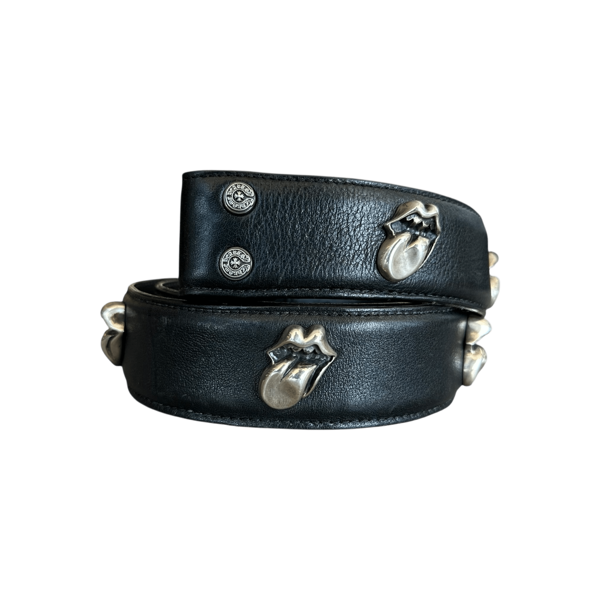 Chrome Hearts Black & Silver Rolling Stones Tongue Belt Strap - Morely TrendsChrome Hearts Type here:)