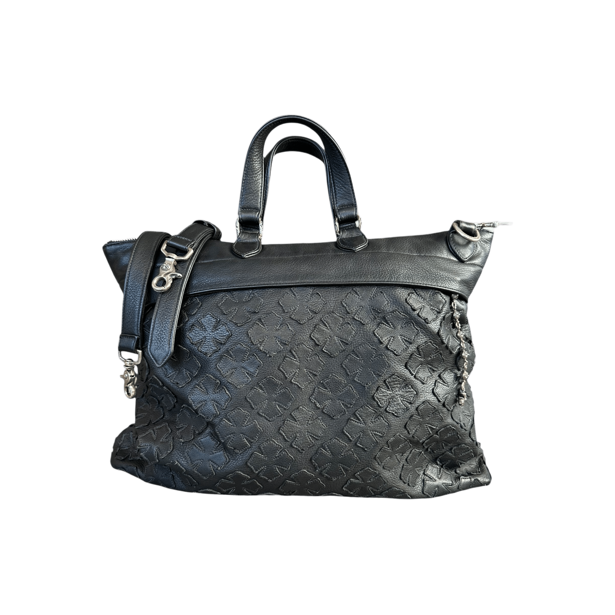 Chrome Hearts Black Plus Cross Patch Leather Tote Bag - Morely TrendsChrome Hearts Type here:)