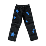 Chrome Hearts Black & Blue Cross Patch Carpenter Pants - Morely TrendsChrome Hearts Type here:)