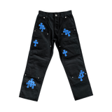 Chrome Hearts Black & Blue Cross Patch Carpenter Pants - Morely TrendsChrome Hearts Type here:)