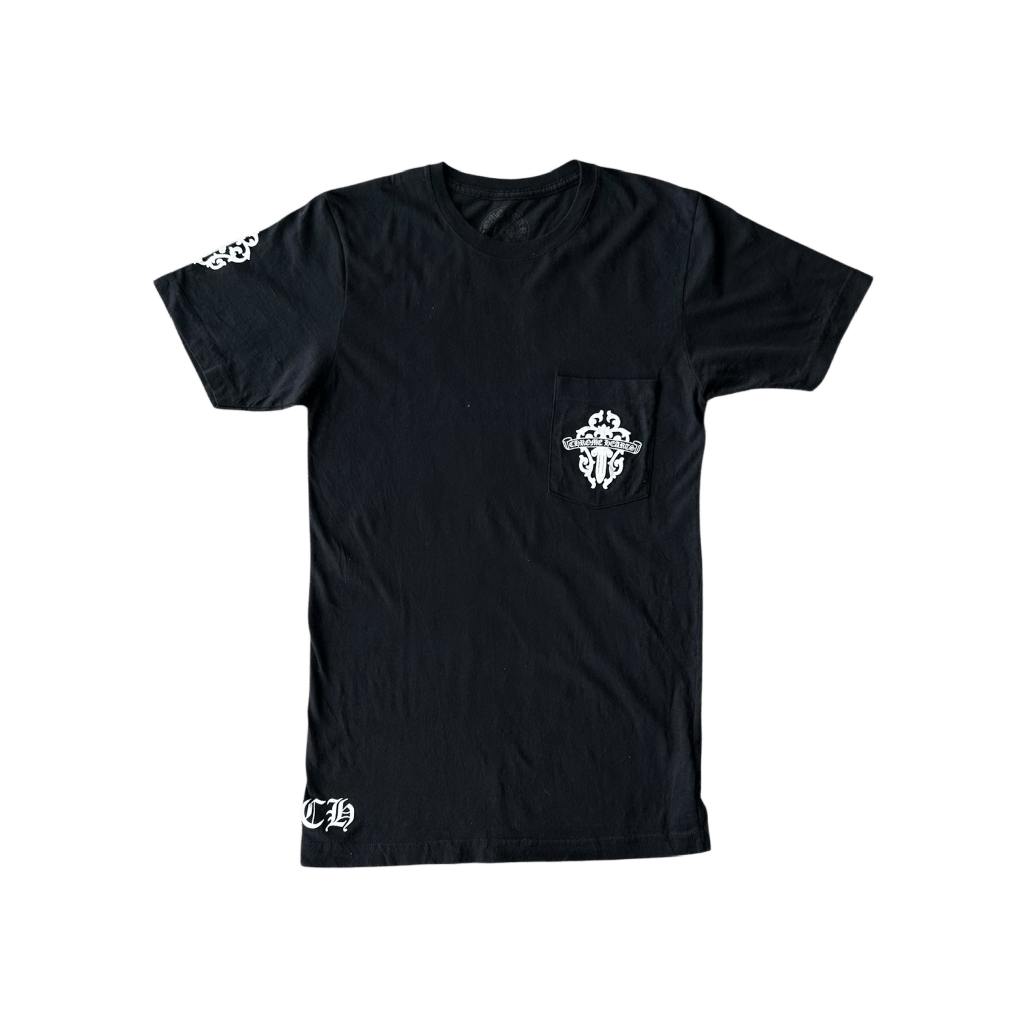 Chrome Hearts Black & White Vertical Dagger Logo T-Shirt - Morely TrendsChrome Hearts Type here:)