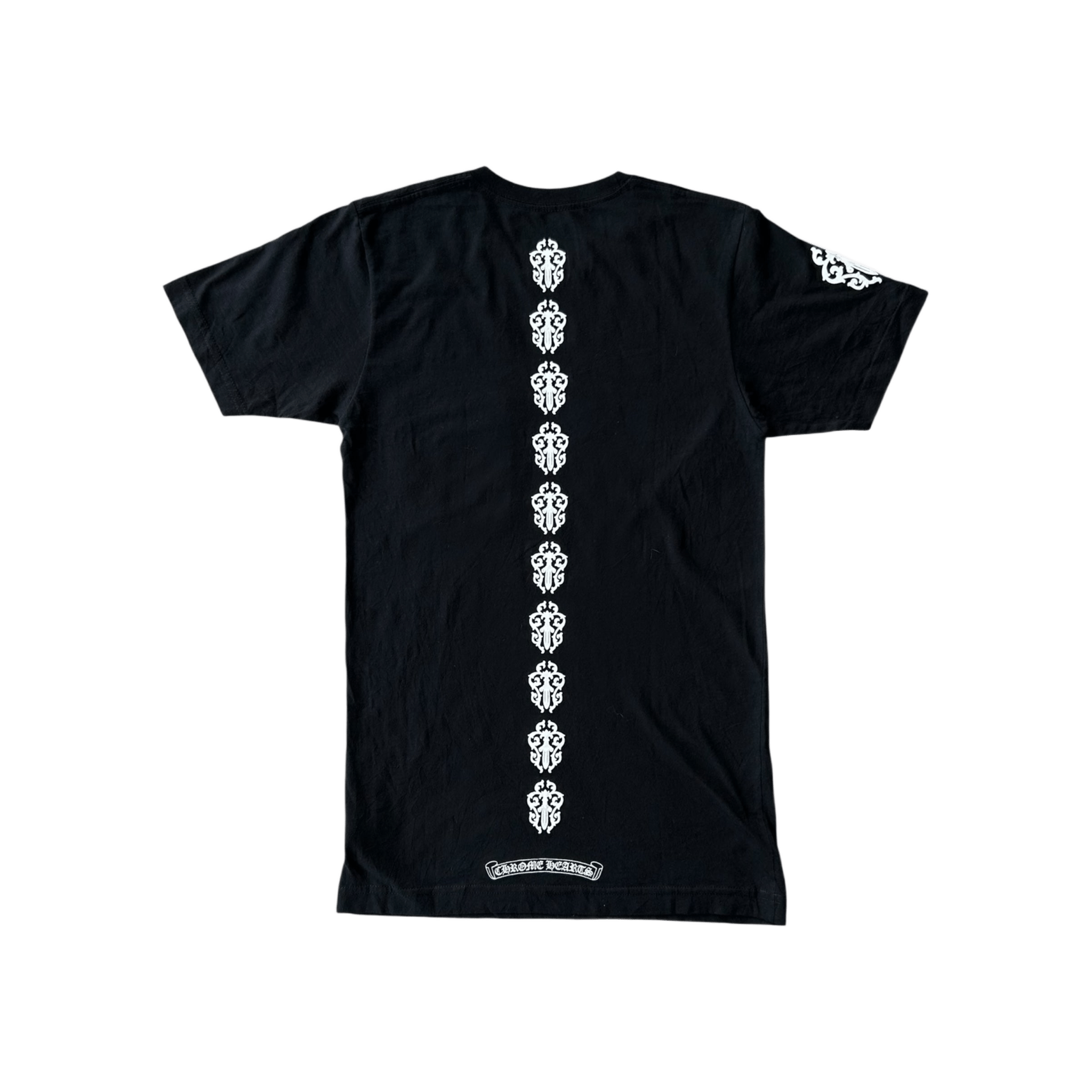 Chrome Hearts Black & White Vertical Dagger Logo T-Shirt - Morely TrendsChrome Hearts Type here:)