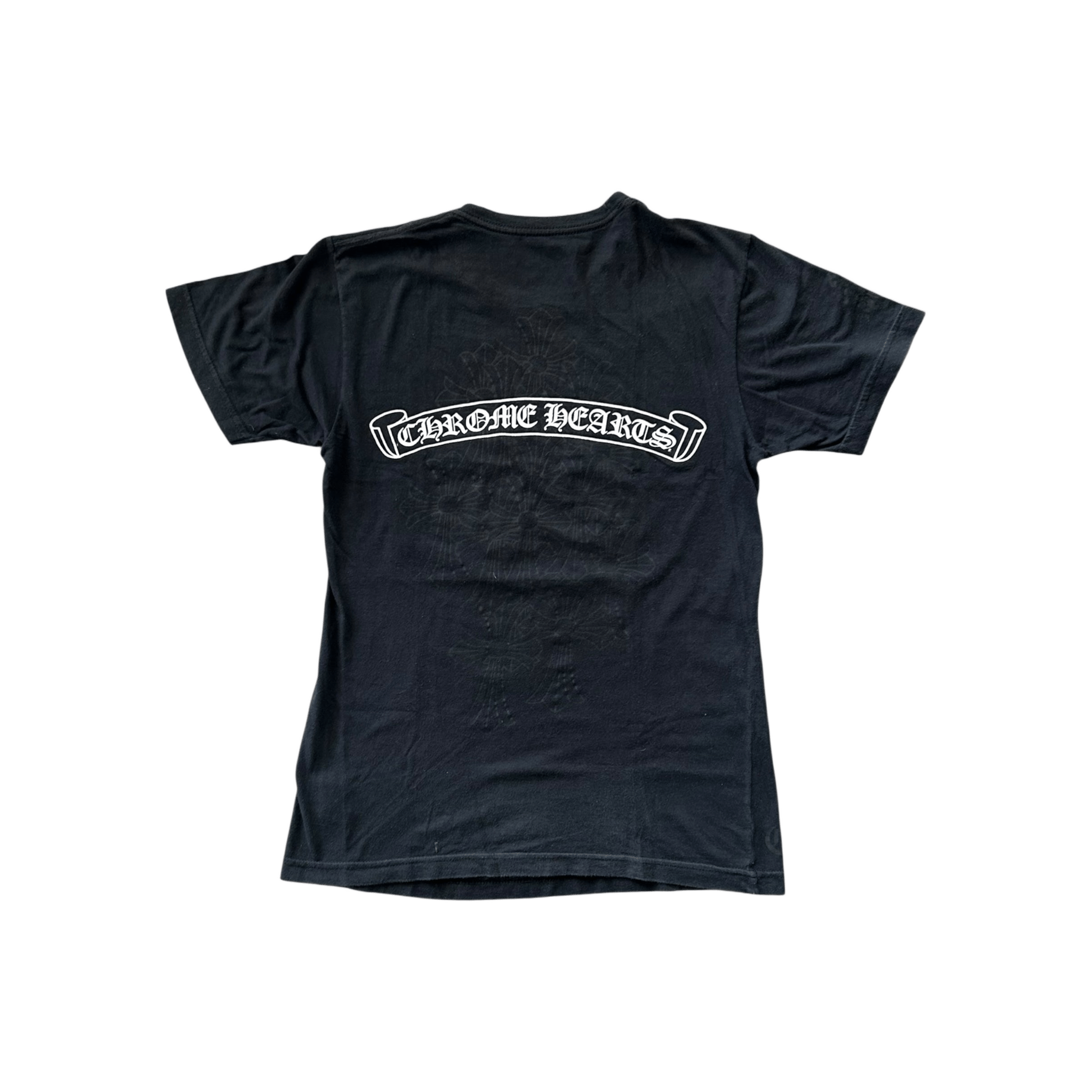 Chrome Hearts Black & White Cemetery Cross Logo T-Shirt - Morely TrendsChrome Hearts Type here:)