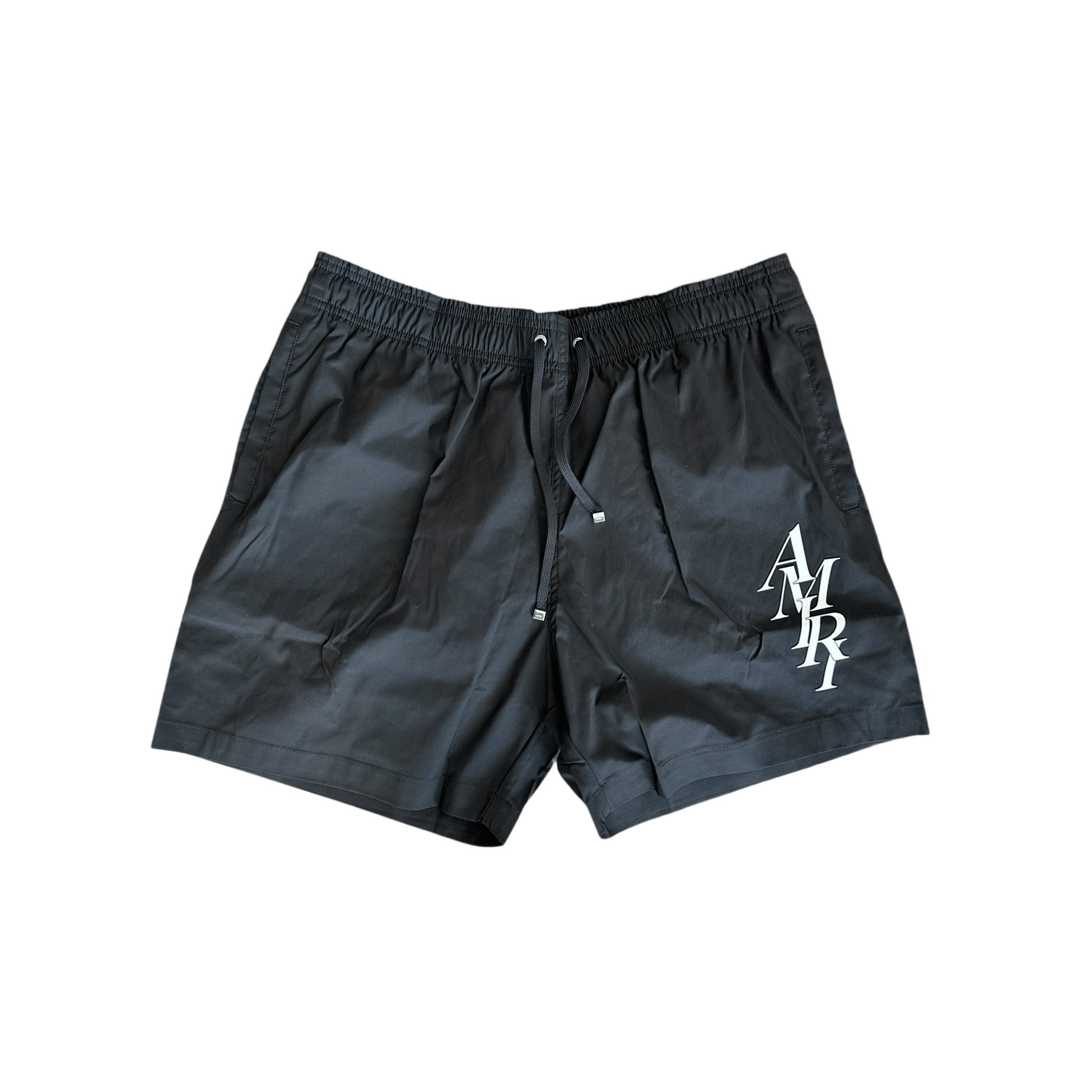 Amiri Black & White Stack Logo Swimshorts - Morely TrendsAmiri Type here:)