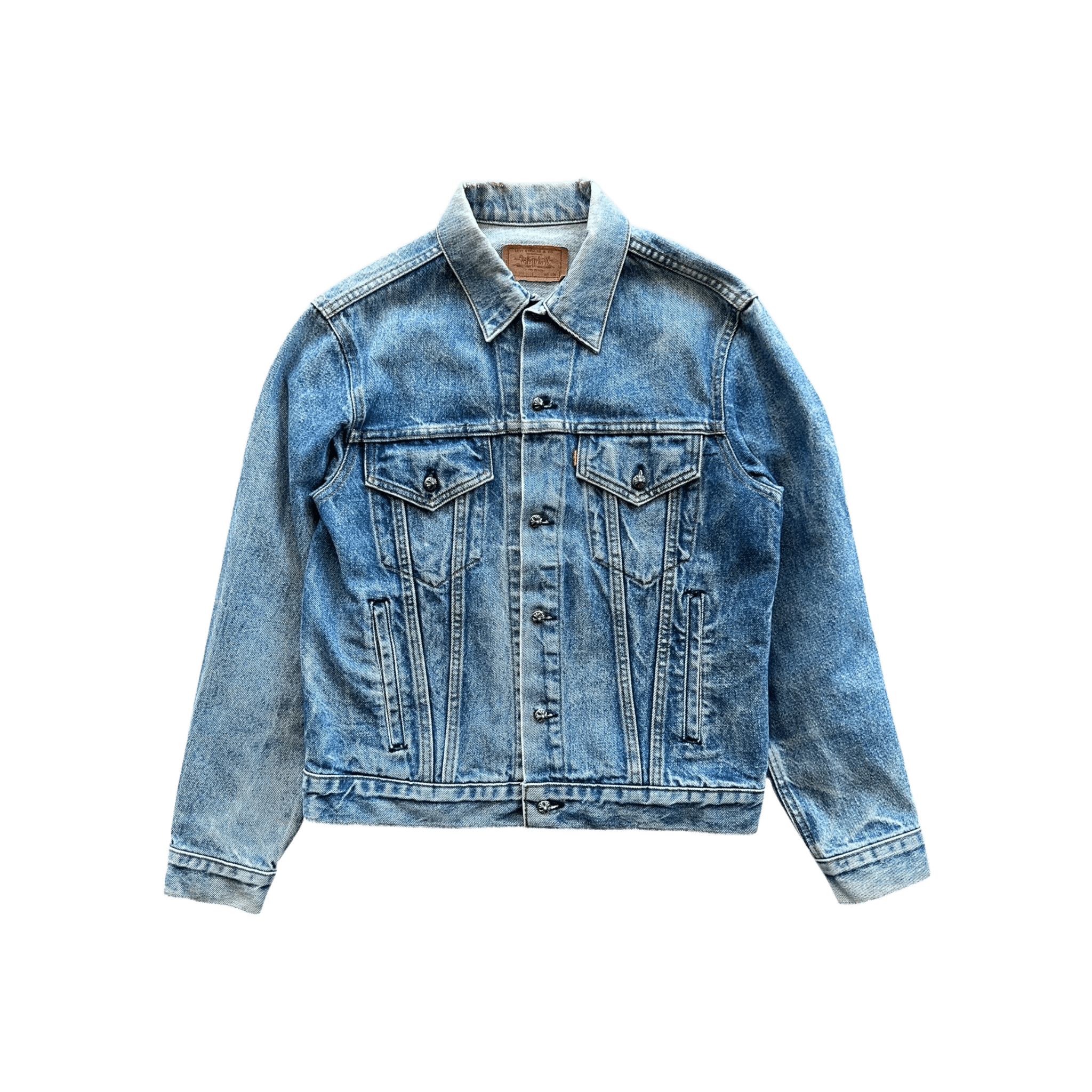 Chrome Hearts Levis Blue & Black Cross Patch Denim Jacket - Morely TrendsChrome Hearts Type here:)