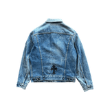 Chrome Hearts Levis Blue & Black Cross Patch Denim Jacket - Morely TrendsChrome Hearts Type here:)