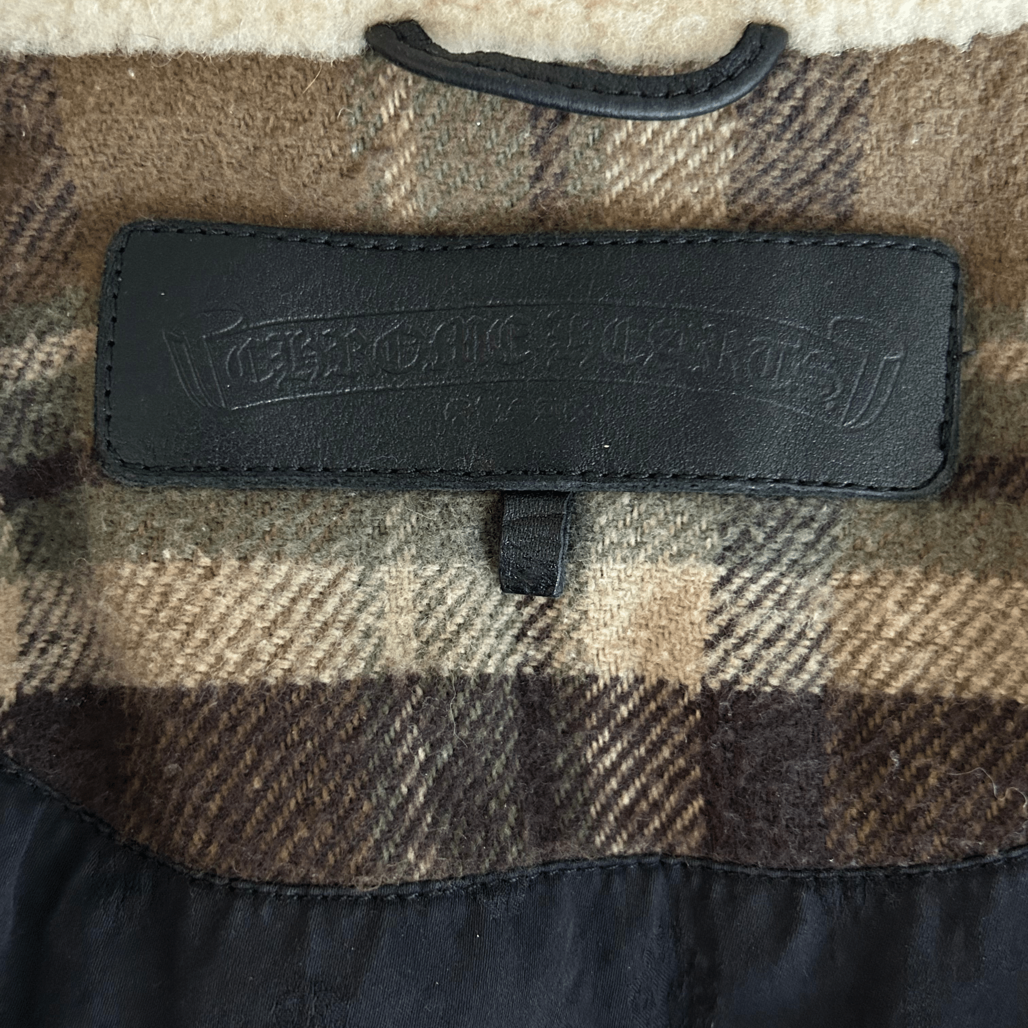 Chrome Hearts Beige & Brown Plaid Shearling Flannel Jacket - Morely TrendsChrome Hearts Type here:)