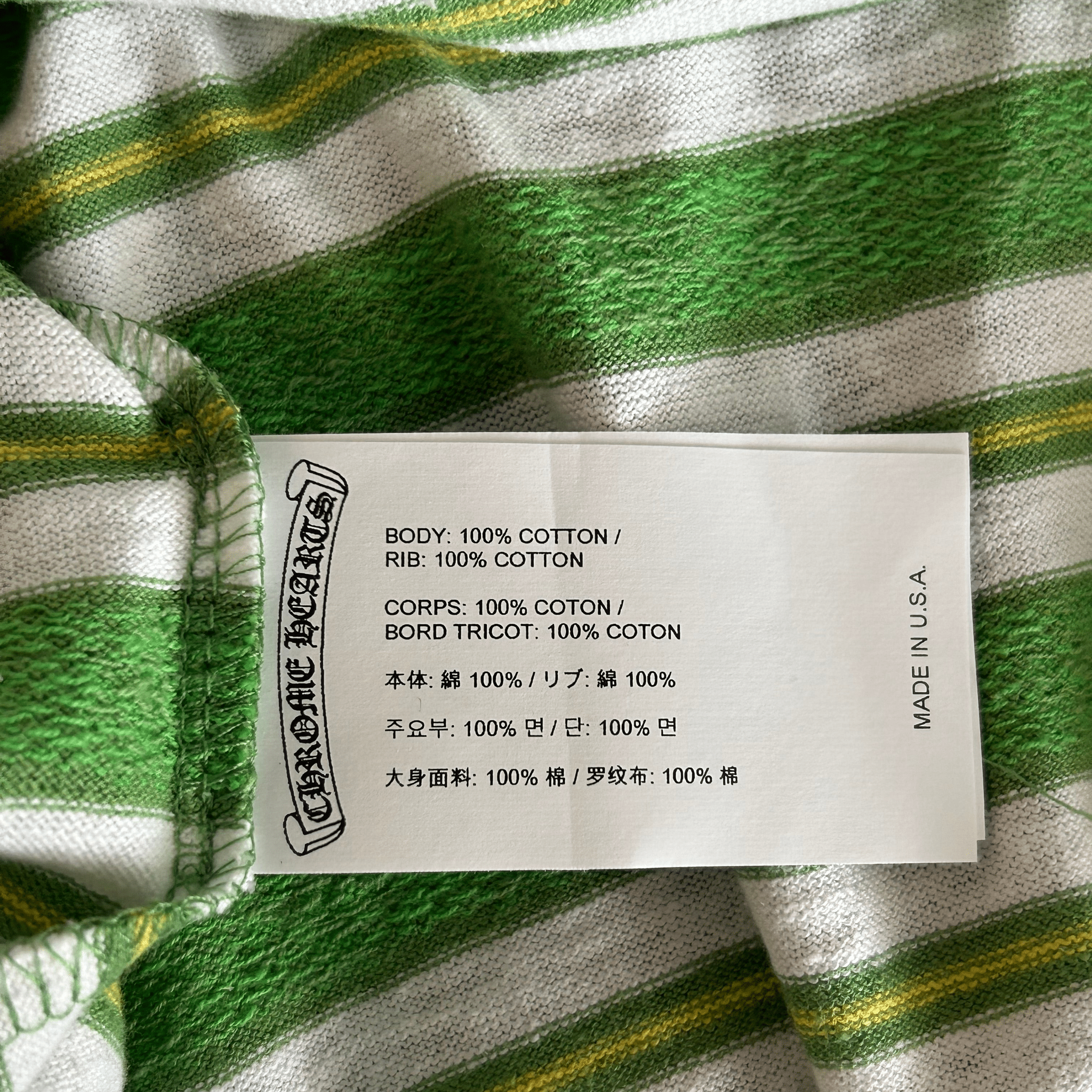 Chrome Hearts Green & White Striped Polo Longsleeve T-Shirt - Morely TrendsChrome Hearts Type here:)