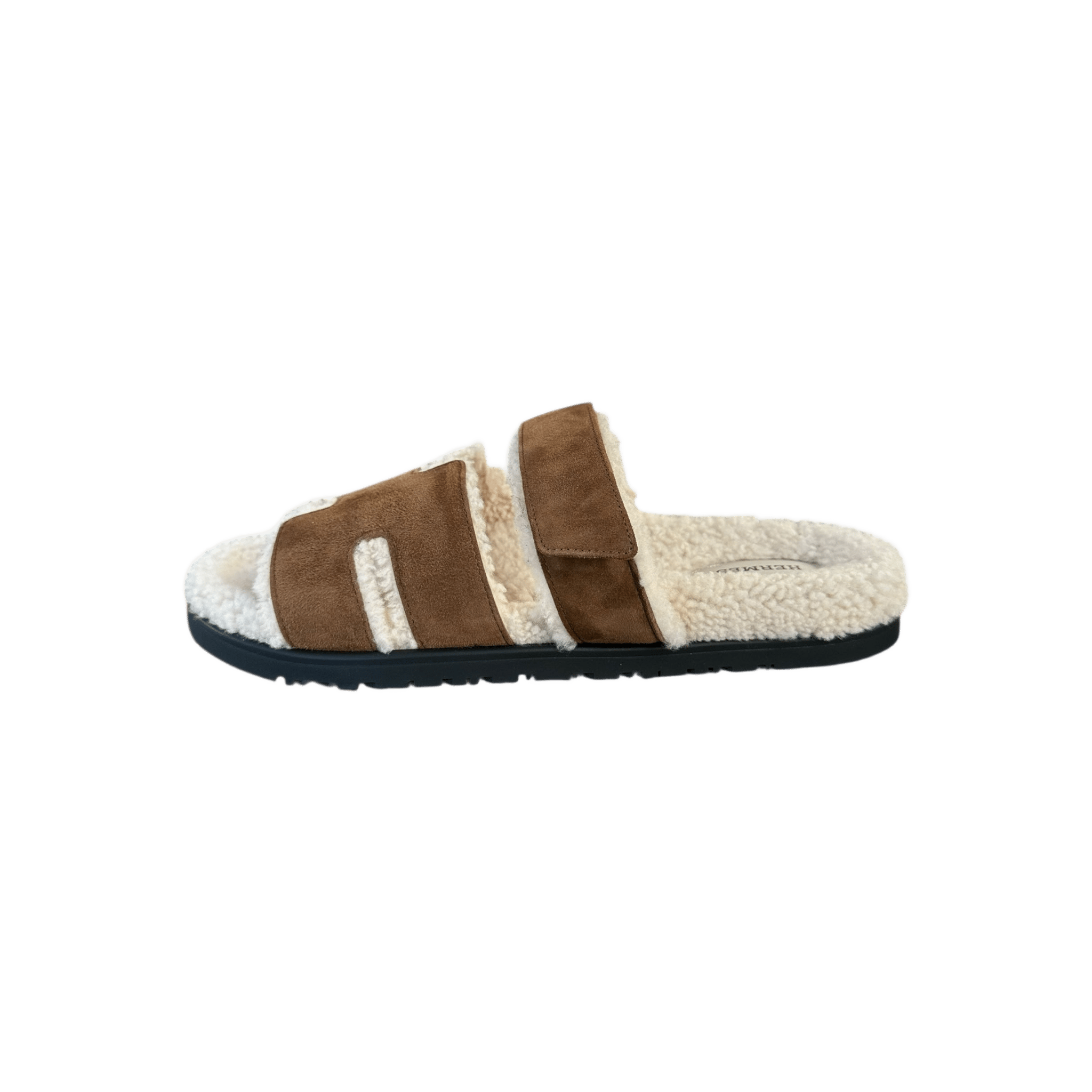 Hermes Brown Suede Chypre Shearling Sandals - Morely TrendsHermes Type here:)