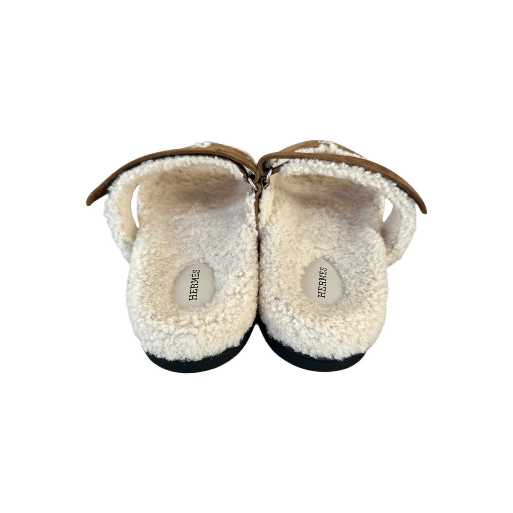 Hermes Brown Suede Chypre Shearling Sandals - Morely TrendsHermes Type here:)