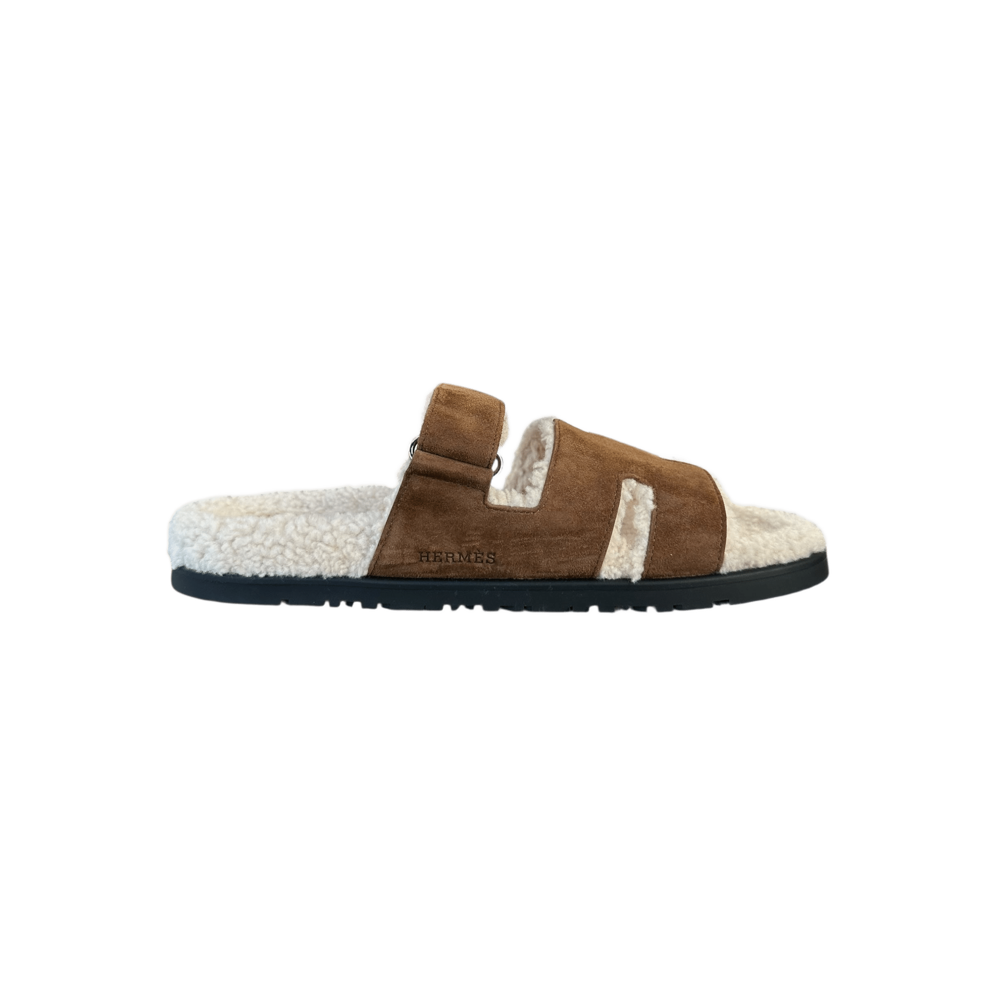 Hermes Brown Suede Chypre Shearling Sandals - Morely TrendsHermes Type here:)