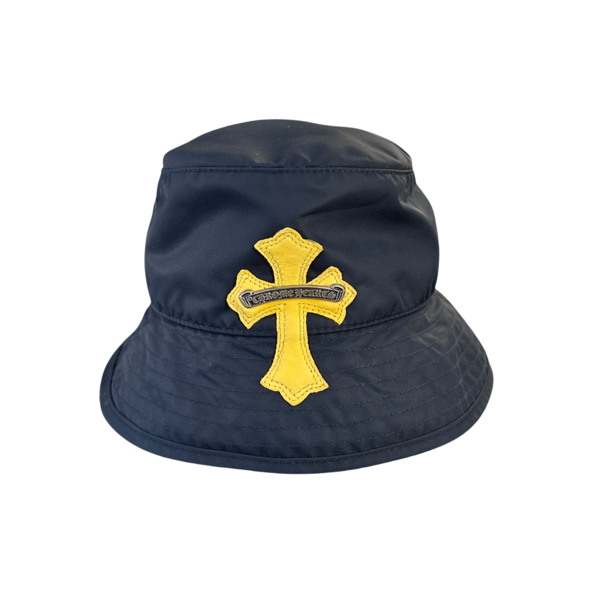Chrome Hearts Navy & Yellow Cross Patch Nylon Bucket Hat - Morely TrendsChrome Hearts Type here:)