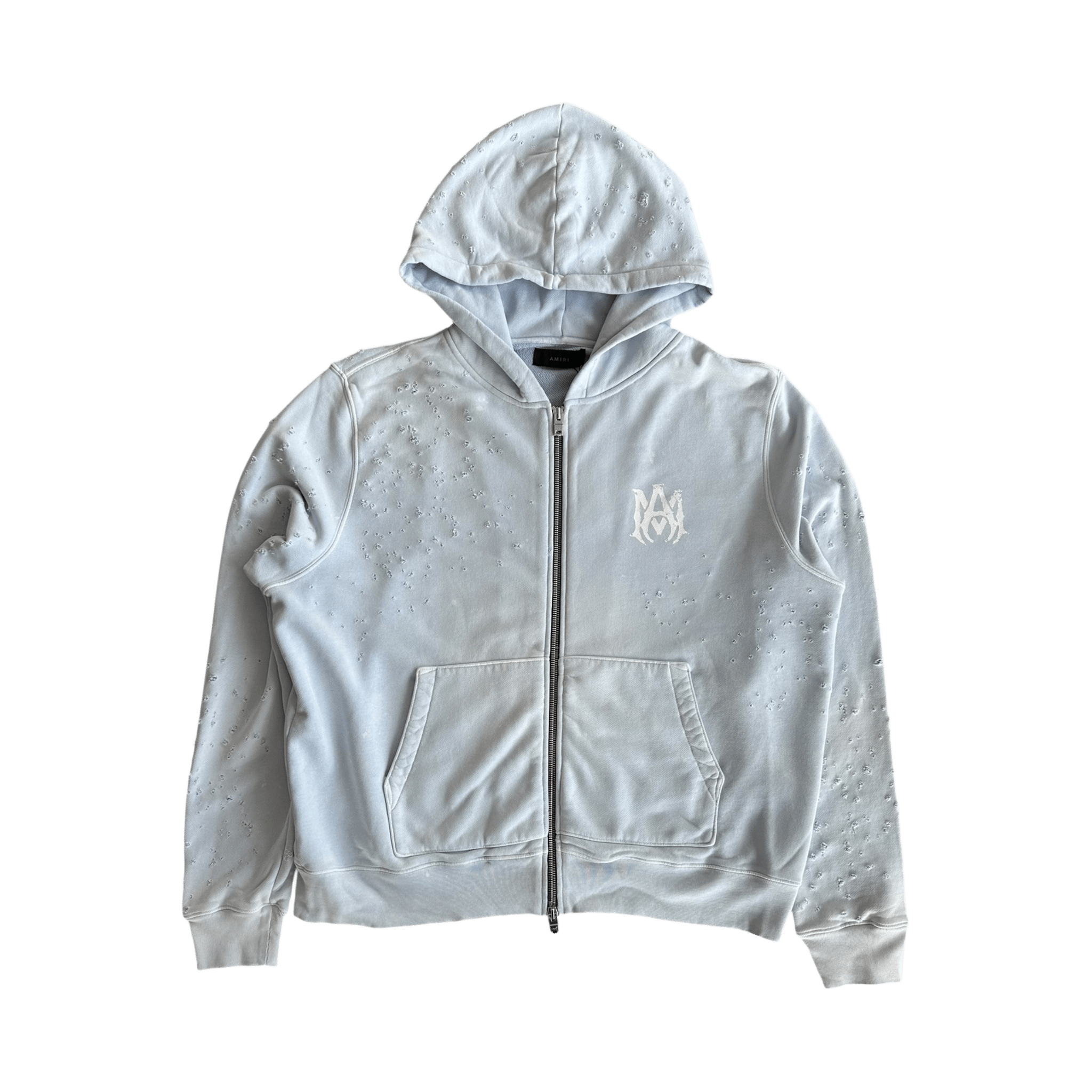 Amiri Light Blue Core Logo Shotgun Zip Up Hoodie - Morely TrendsAmiri Type here:)