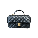 Chanel Black Lambskin Quilted Mini Top Handle Flap Bag - Morely TrendsChanel Type here:)