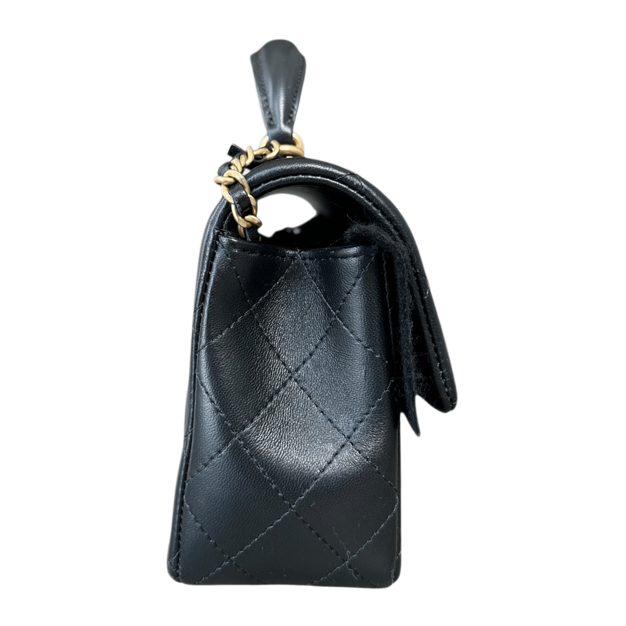 Chanel Black Lambskin Quilted Mini Top Handle Flap Bag - Morely TrendsChanel Type here:)