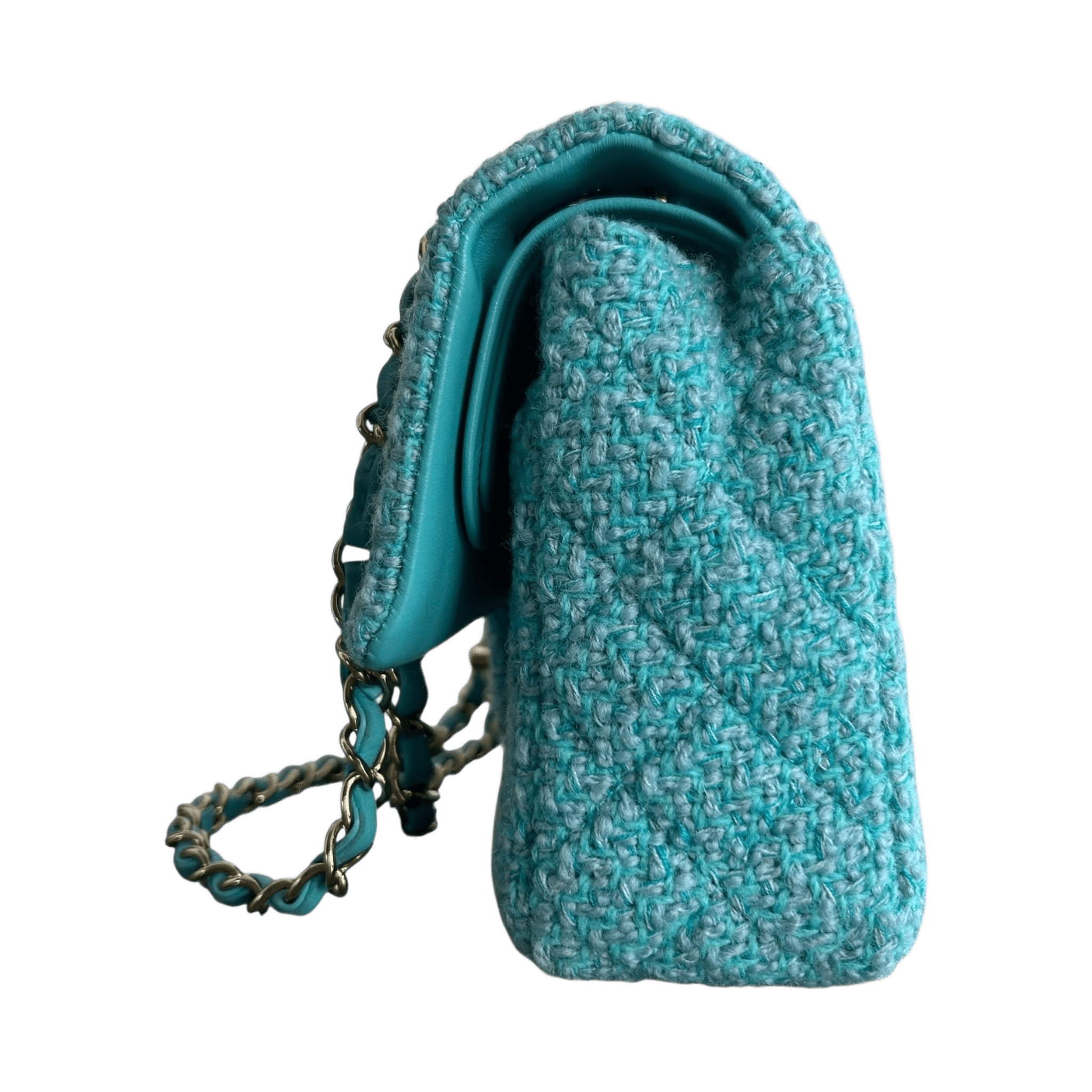 Chanel Turquoise Tweed Quilted Medium Flap Bag - Morely TrendsChanel Type here:)