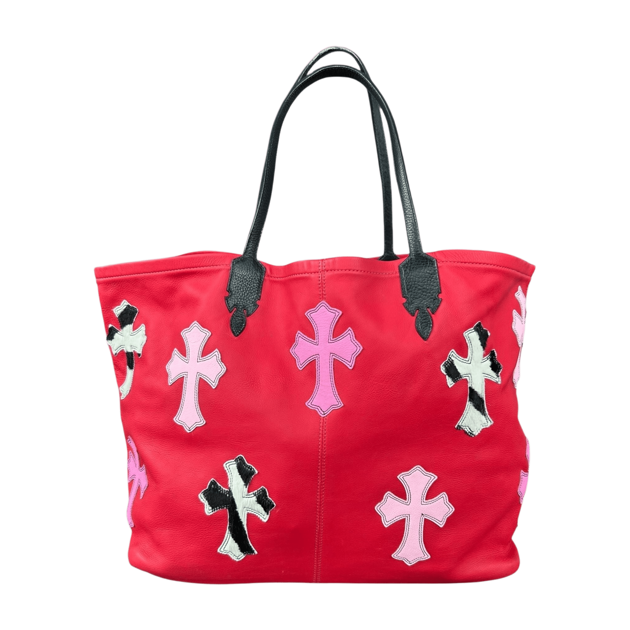 Chrome Hearts Red Leather Cross Patch Tote Bag - Morely TrendsChrome Hearts Type here:)