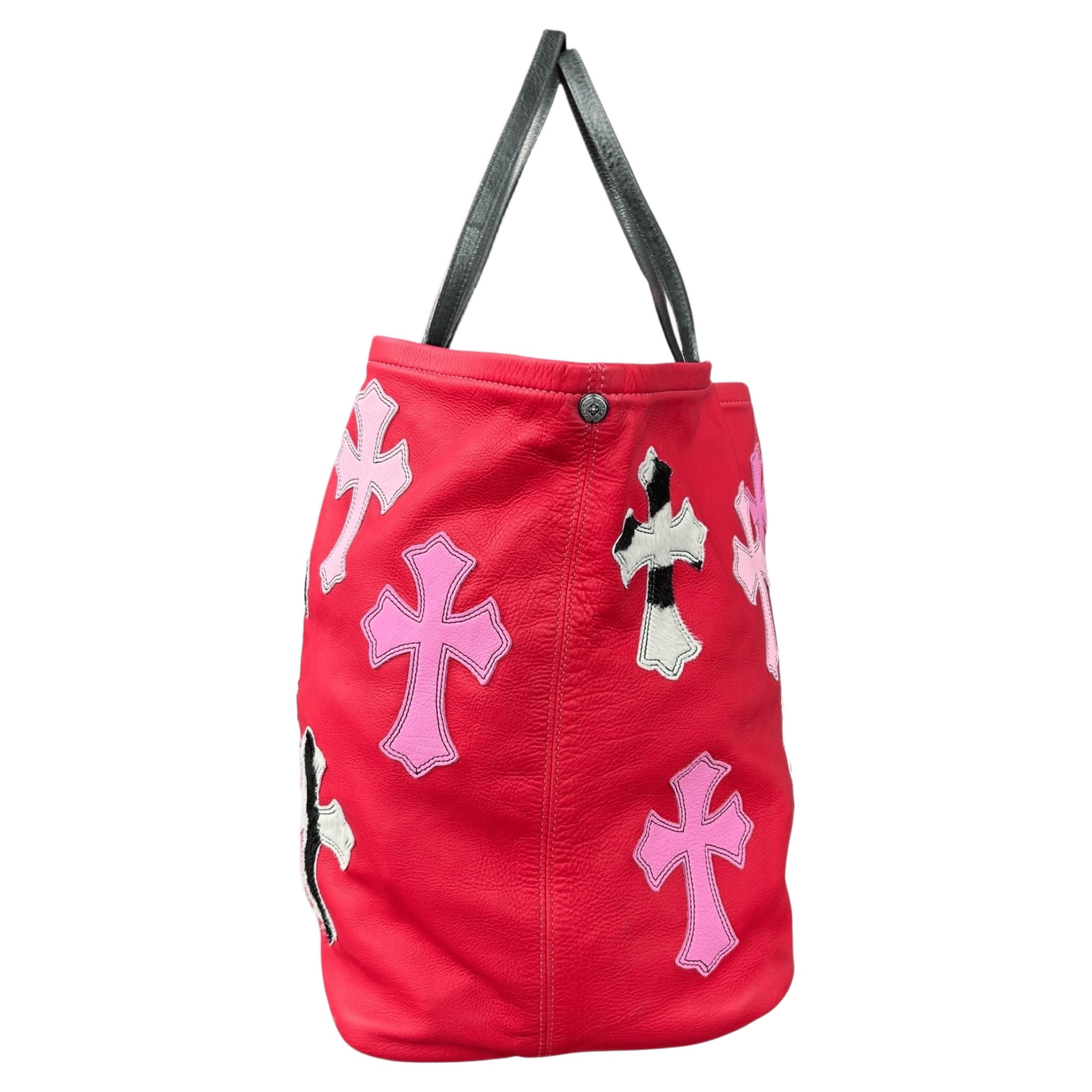 Chrome Hearts Red Leather Cross Patch Tote Bag - Morely TrendsChrome Hearts Type here:)
