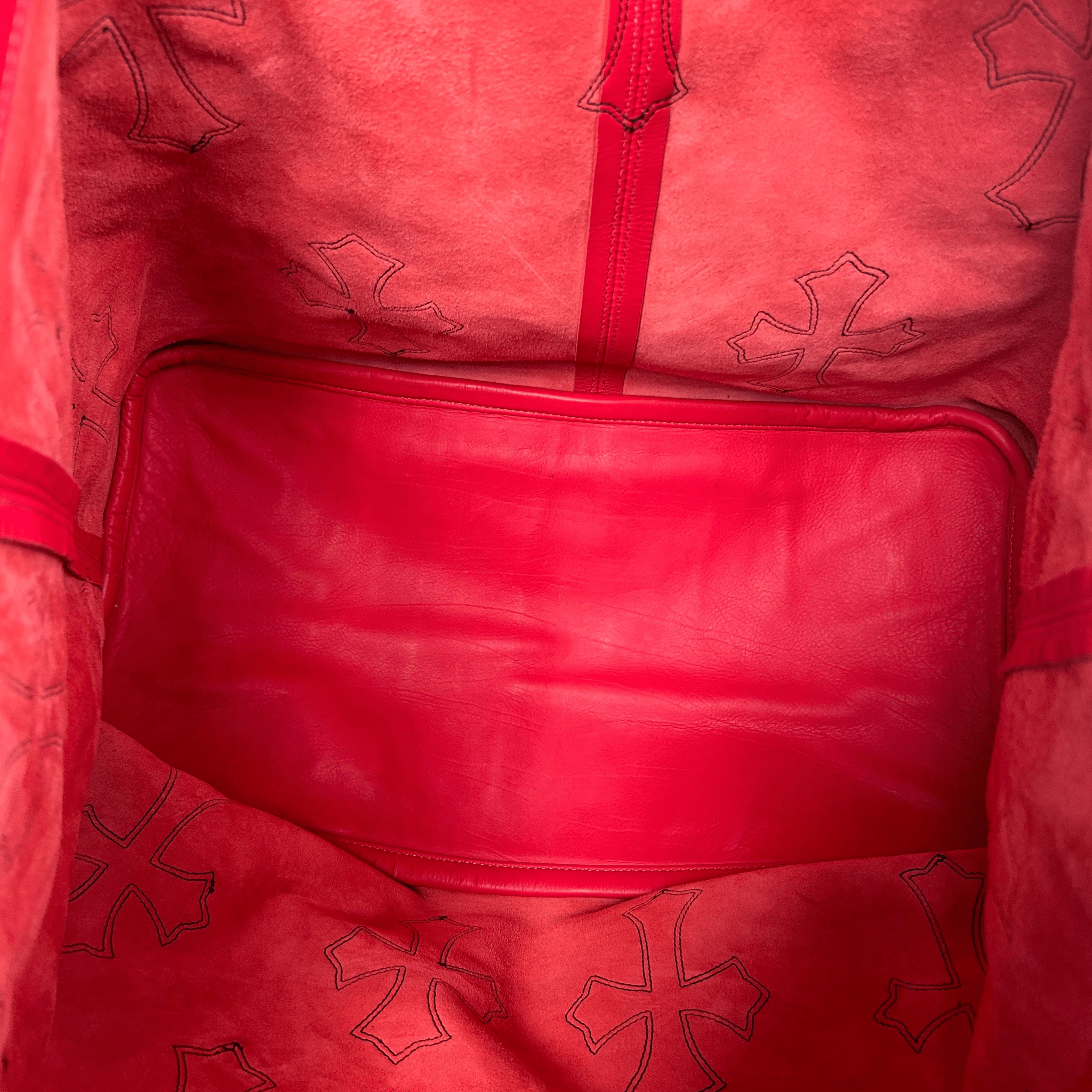 Chrome Hearts Red Leather Cross Patch Tote Bag - Morely TrendsChrome Hearts Type here:)