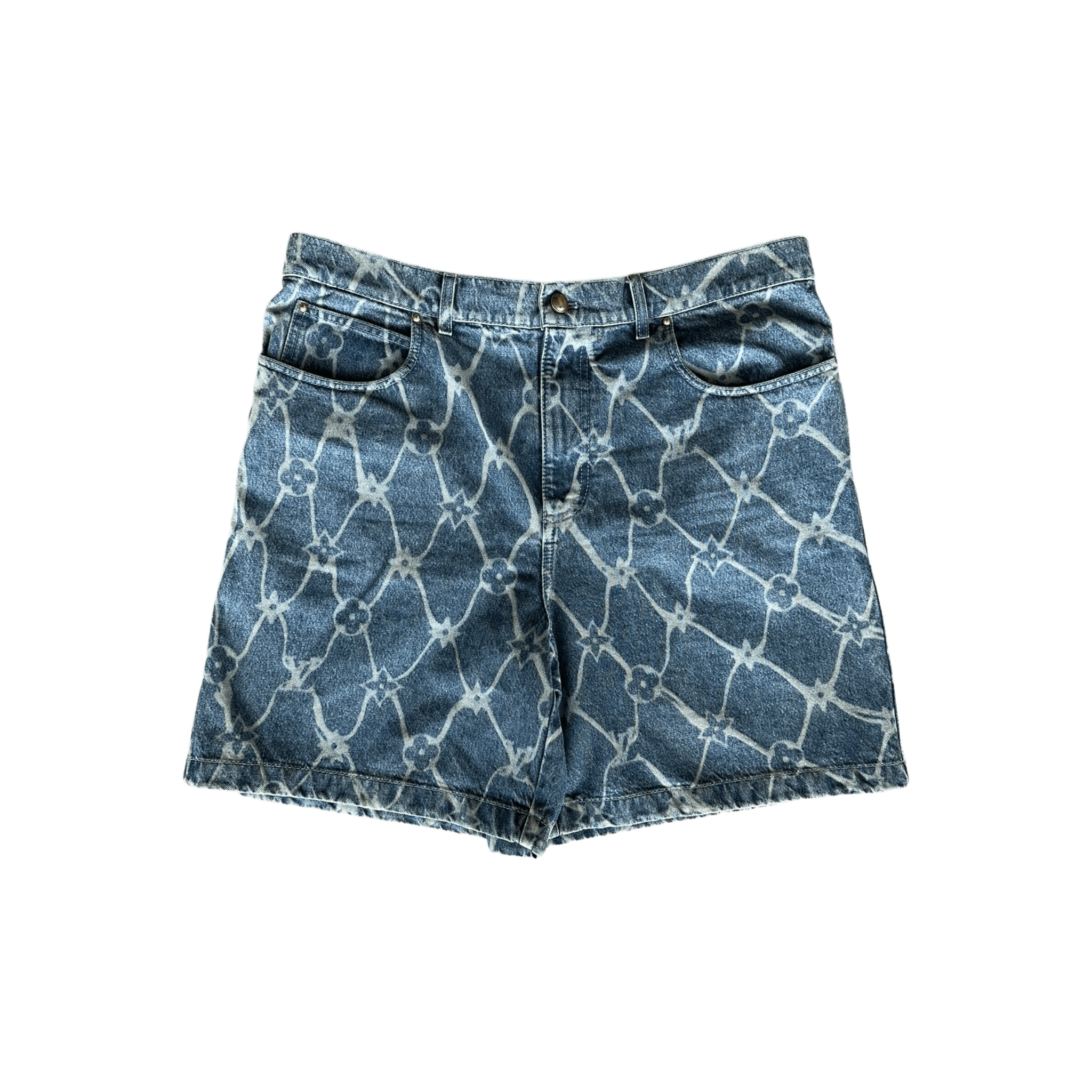 Louis Vuitton Blue & White Barbed Wire Monogram Denim Shorts - Morely TrendsLouis Vuitton Type here:)